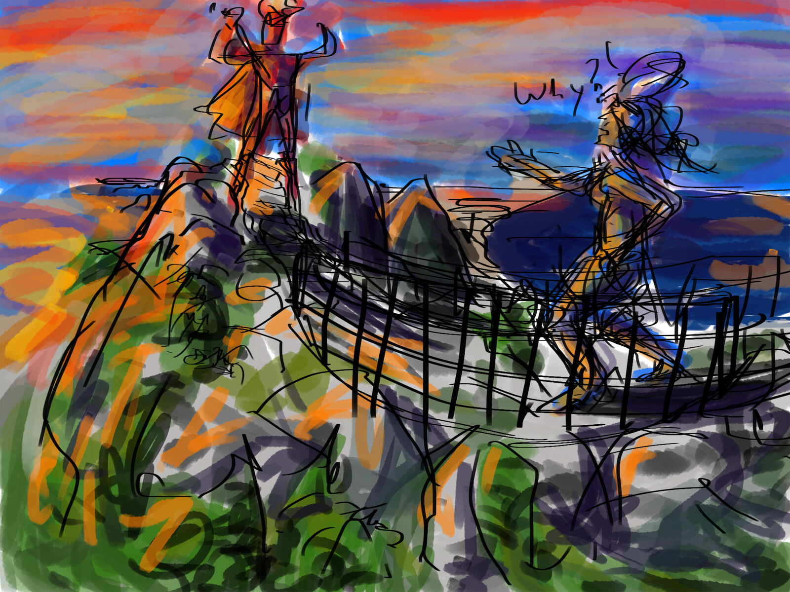 Close up of the Rock of Gibraltar; a quick sketch and color/mood study for a tense moment in the opera.
