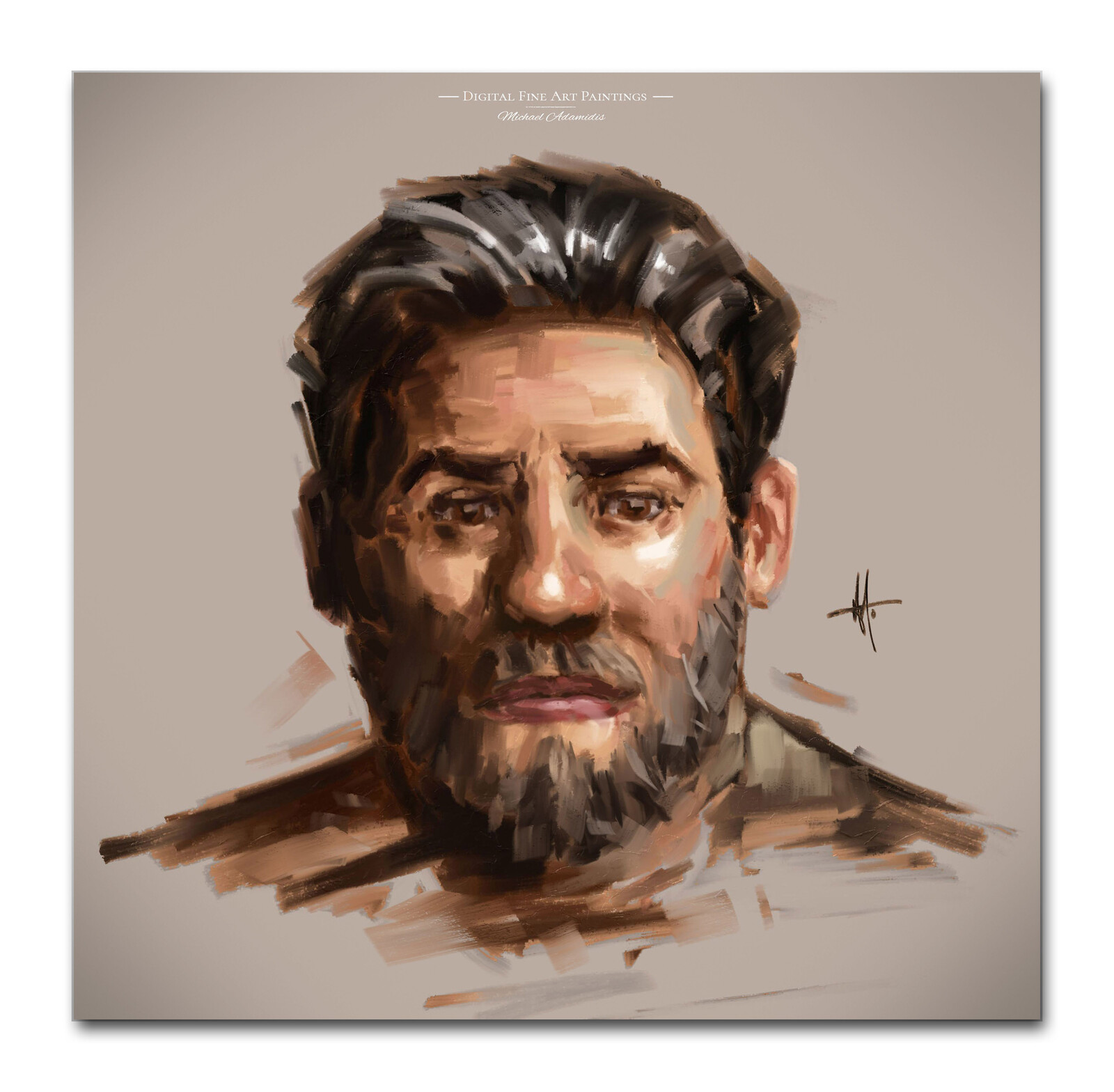 Photoshop digital Fine Art Portrait Painting (Oil wet)