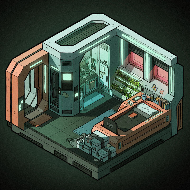 Futuristic Micro-apartment Illustrations