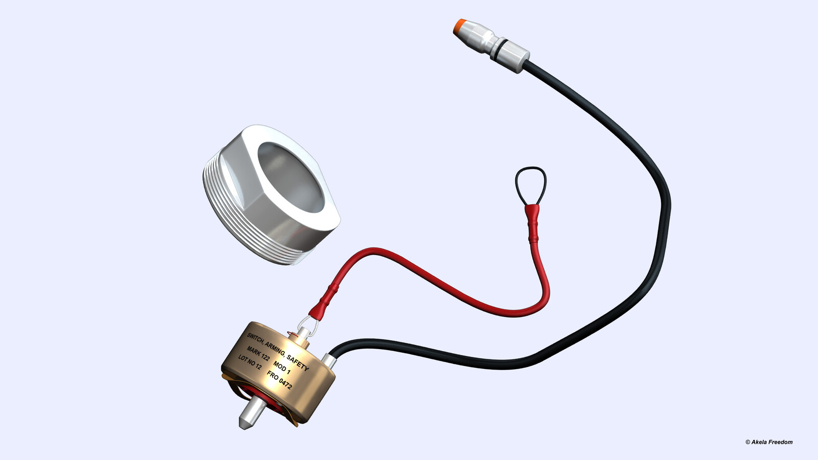 The MK-122 kit consists of the device itself and Retaining Nut.
This is part of the Mk-84.
Link for 3D model:
https://www.cgtrader.com/3d-models/military/other/mk-84-bomb
