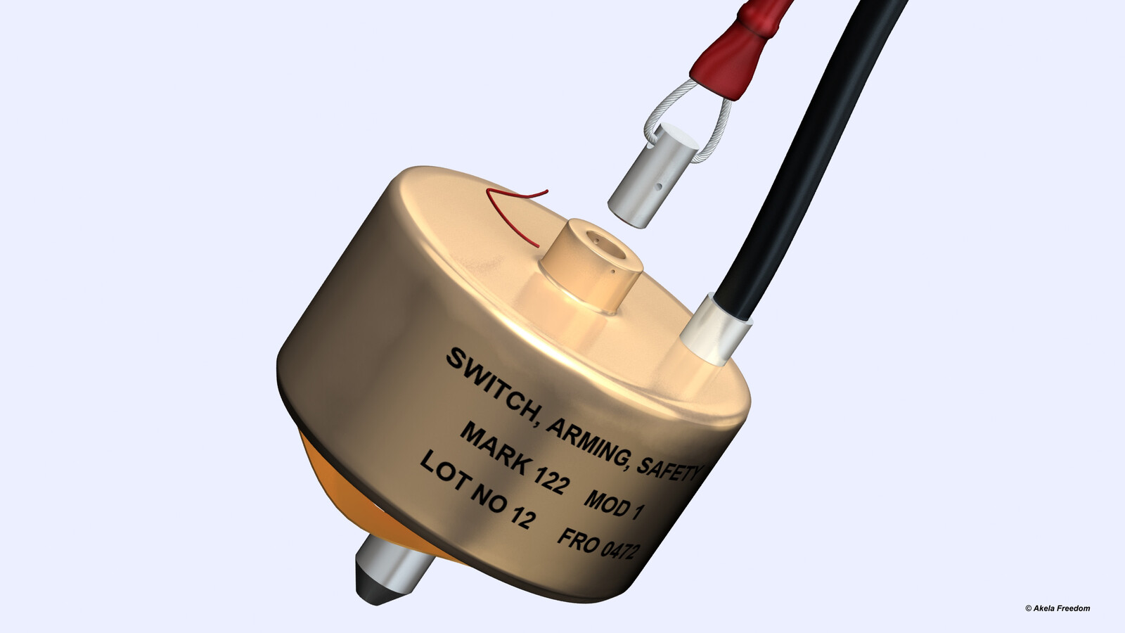 Upon bomb release, the lanyard pulls the lanyard pin and closes the fuze circuit. 