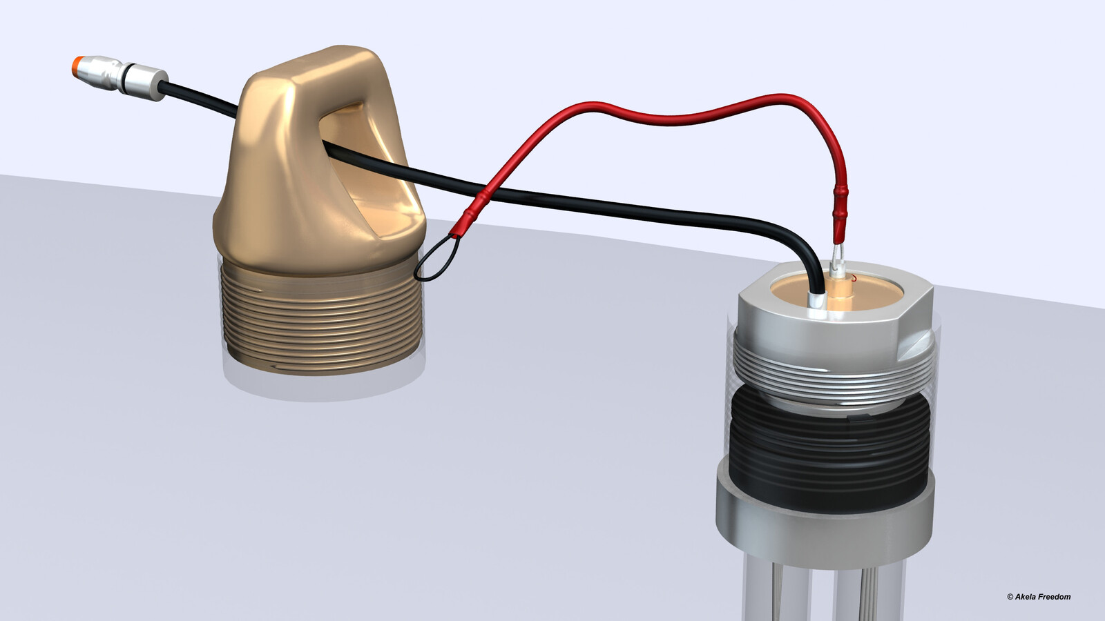The coaxial cable orient aft of the lanyard pin on the longitudinal axis of the bomb body.
The retaining nut screwed into the bomb.
