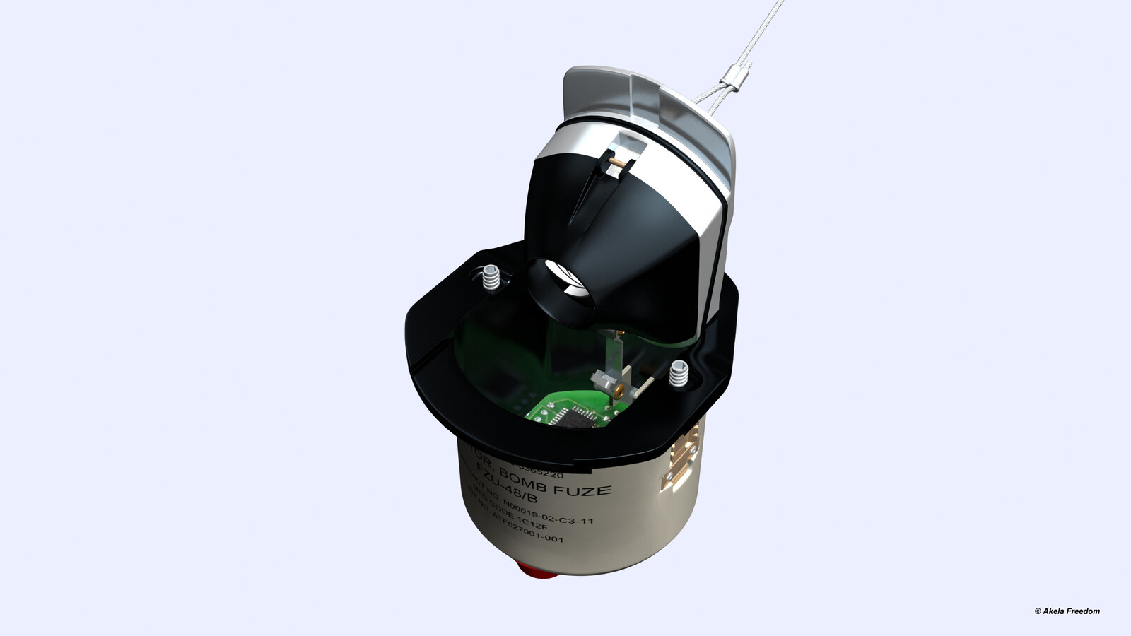 When bomb moves away from bomb rack at release, lanyard pulls on cover. Once cover is open, a minimum of 250 Knots Calibrated Airspeed is required for FZU-48/B turbine alternator to generate sufficient power to arm fuze.