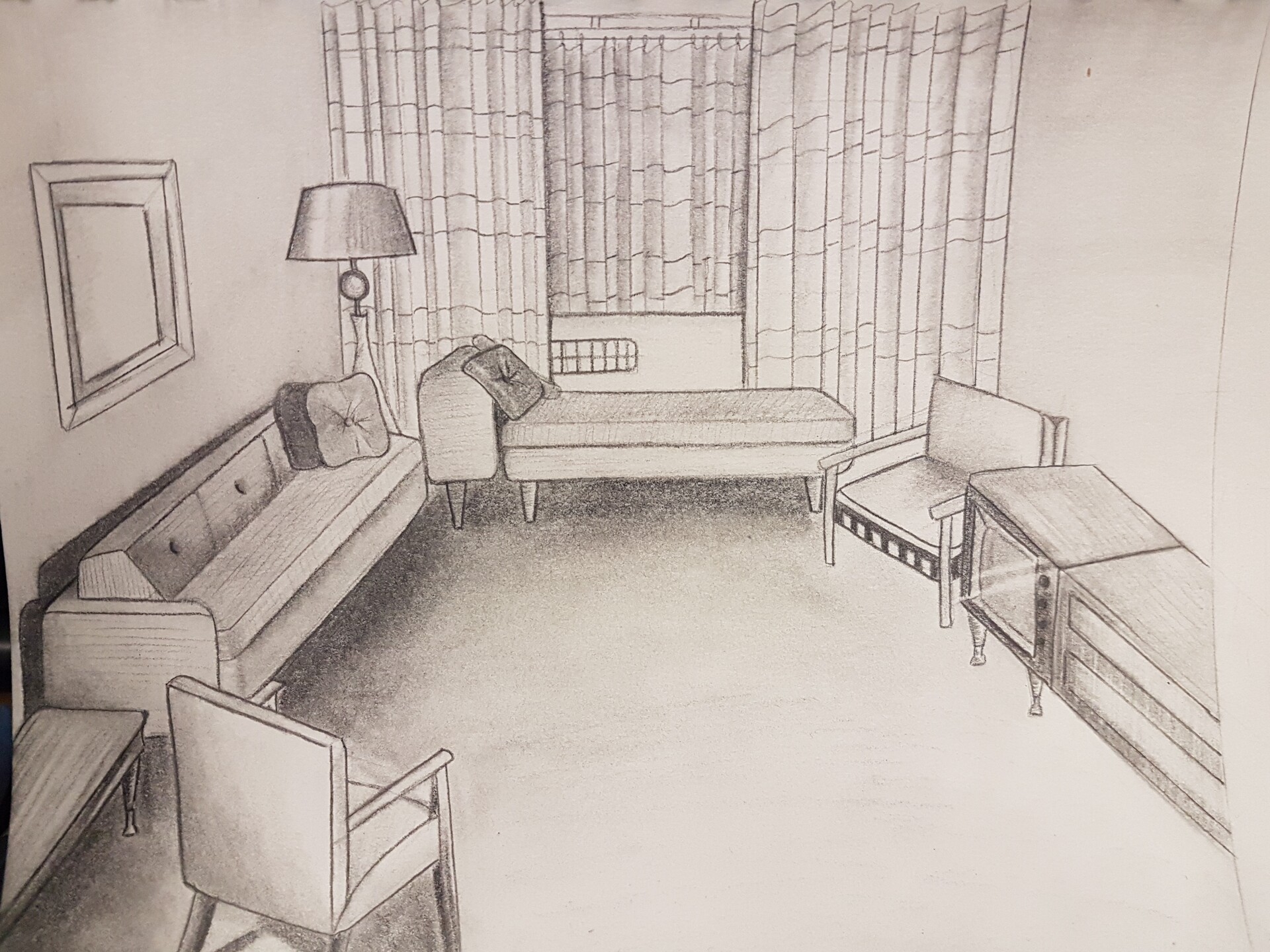 1950s Living Room Drawing