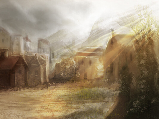 Artstation Medieval Town Square Thumbnail Concept Mauricio Wallace