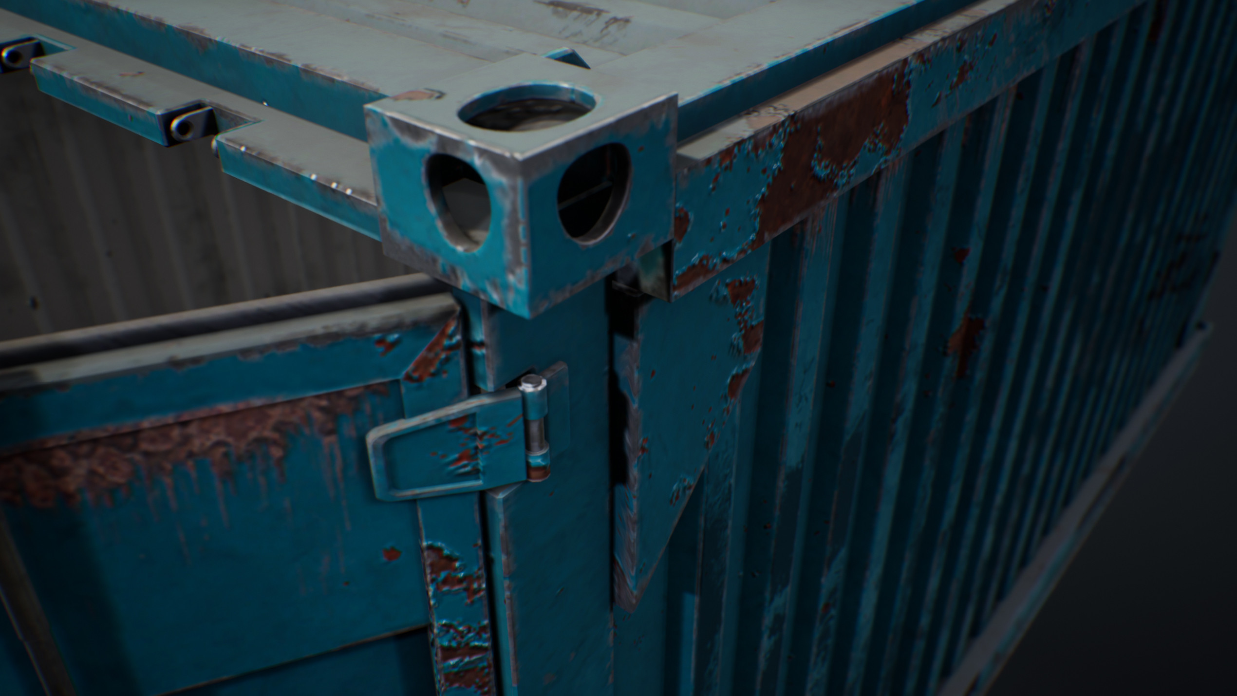UE4 screenshot detailed shot of the container hinges 1.