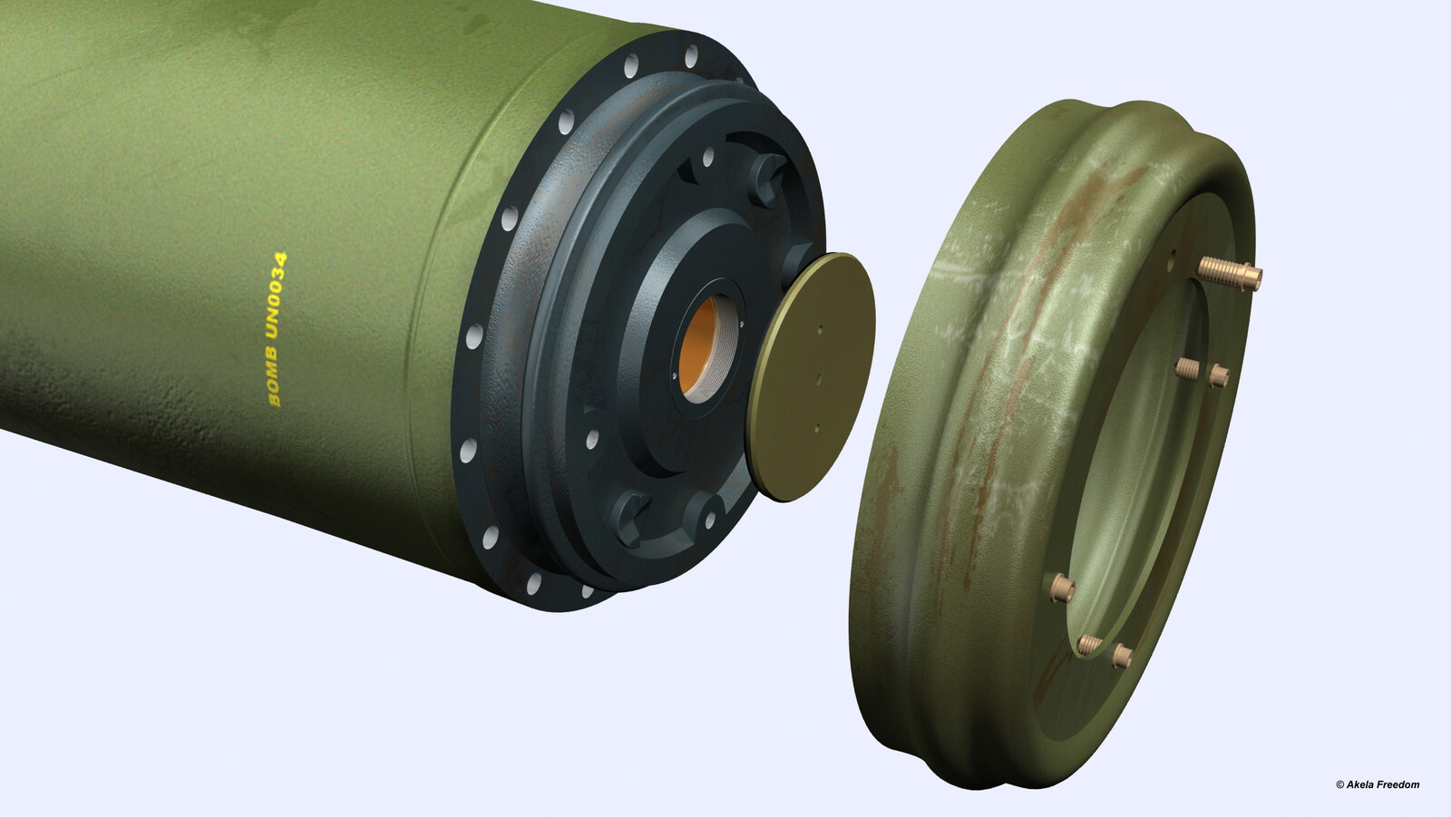 Shipping Configuration for MK-84:
The aft end of the bomb body has a metal shipping cap installed.