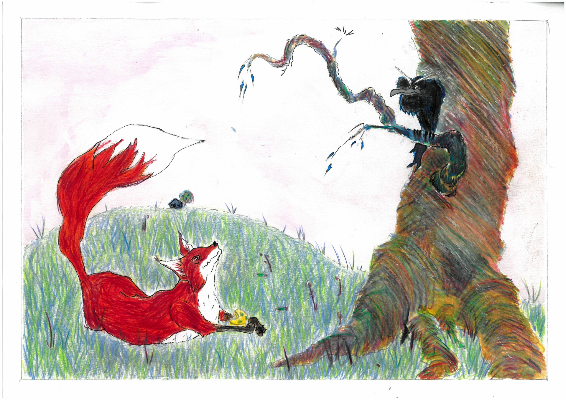 Illustration Le Corbeau Et Le Renard Facile Noémie Bonte - Le corbeau et le renard