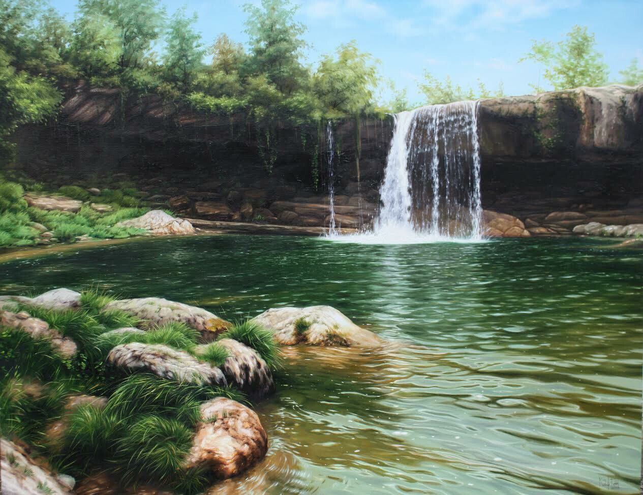 Artstation Waterfall Landscape Oil Painting Andriy Pistun