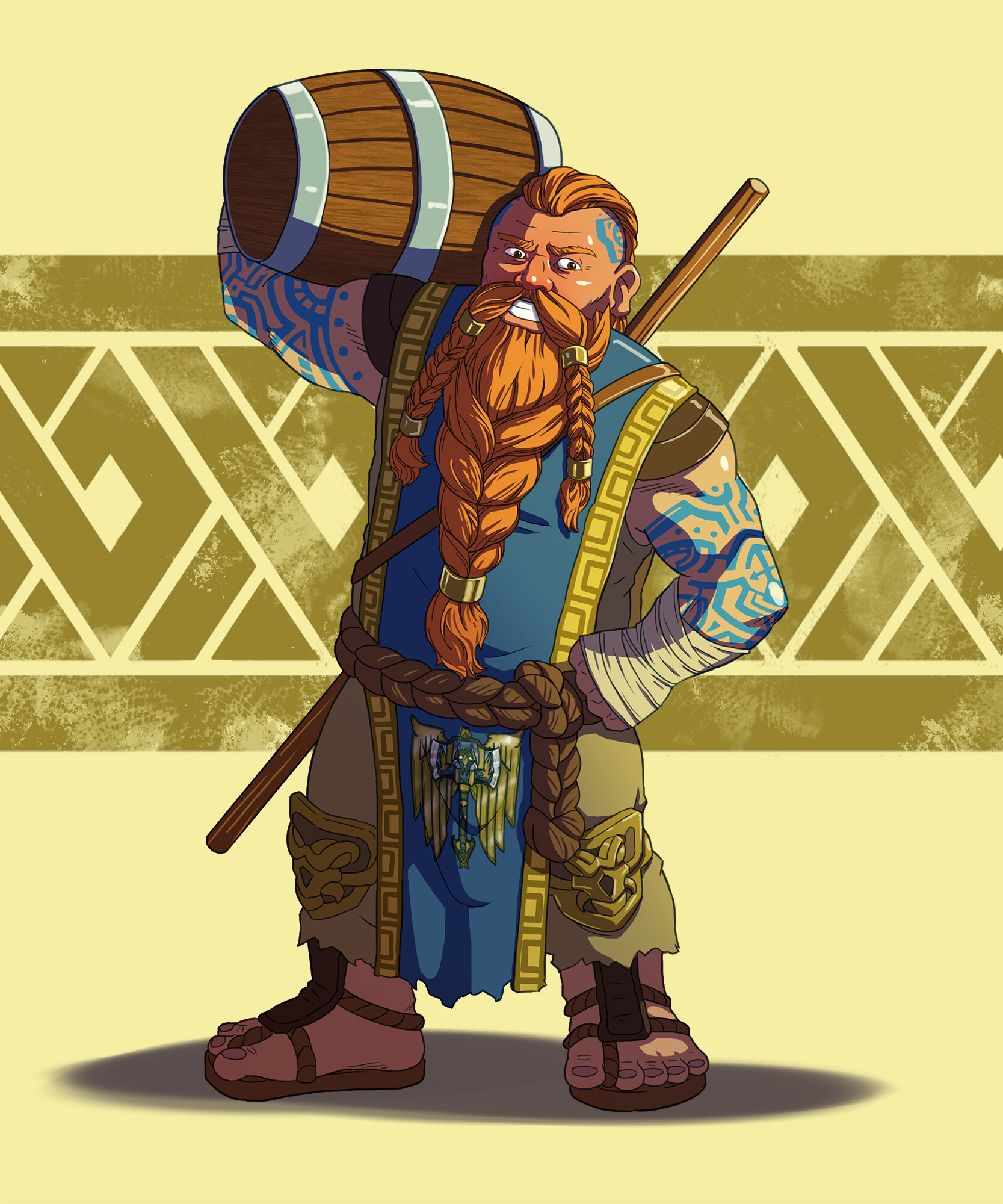 commissioned art for Travin Schmidt of his jolly drunk DnD Dwarf monk.