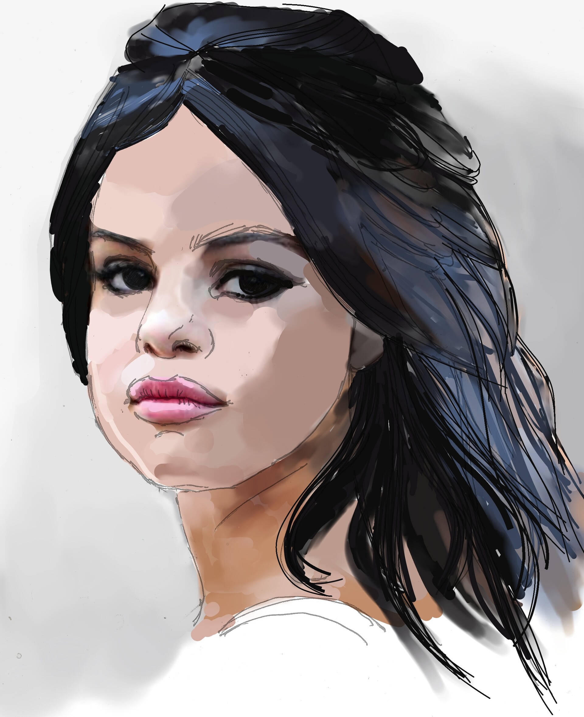 Artstation Selena Gomez Painting Marco David Lorenzetti