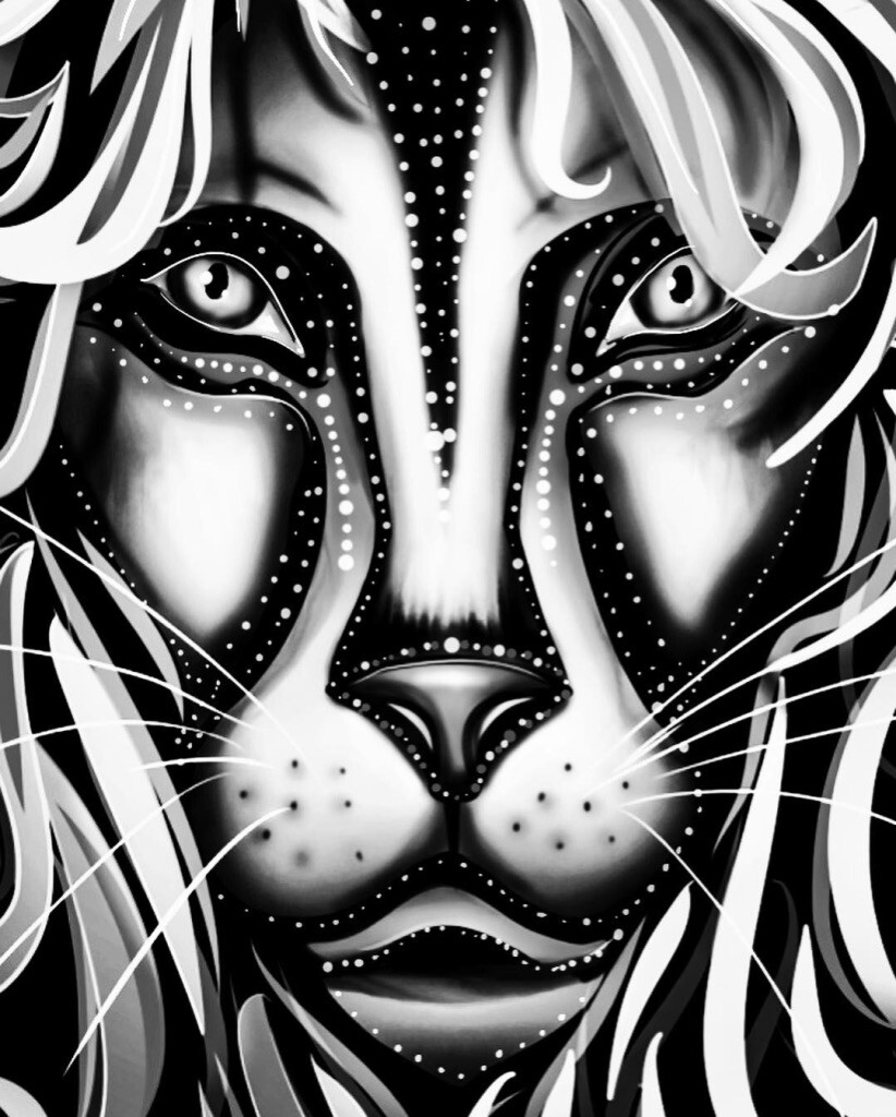 Kattitude Art Fantasy Lion Monochrome Partial