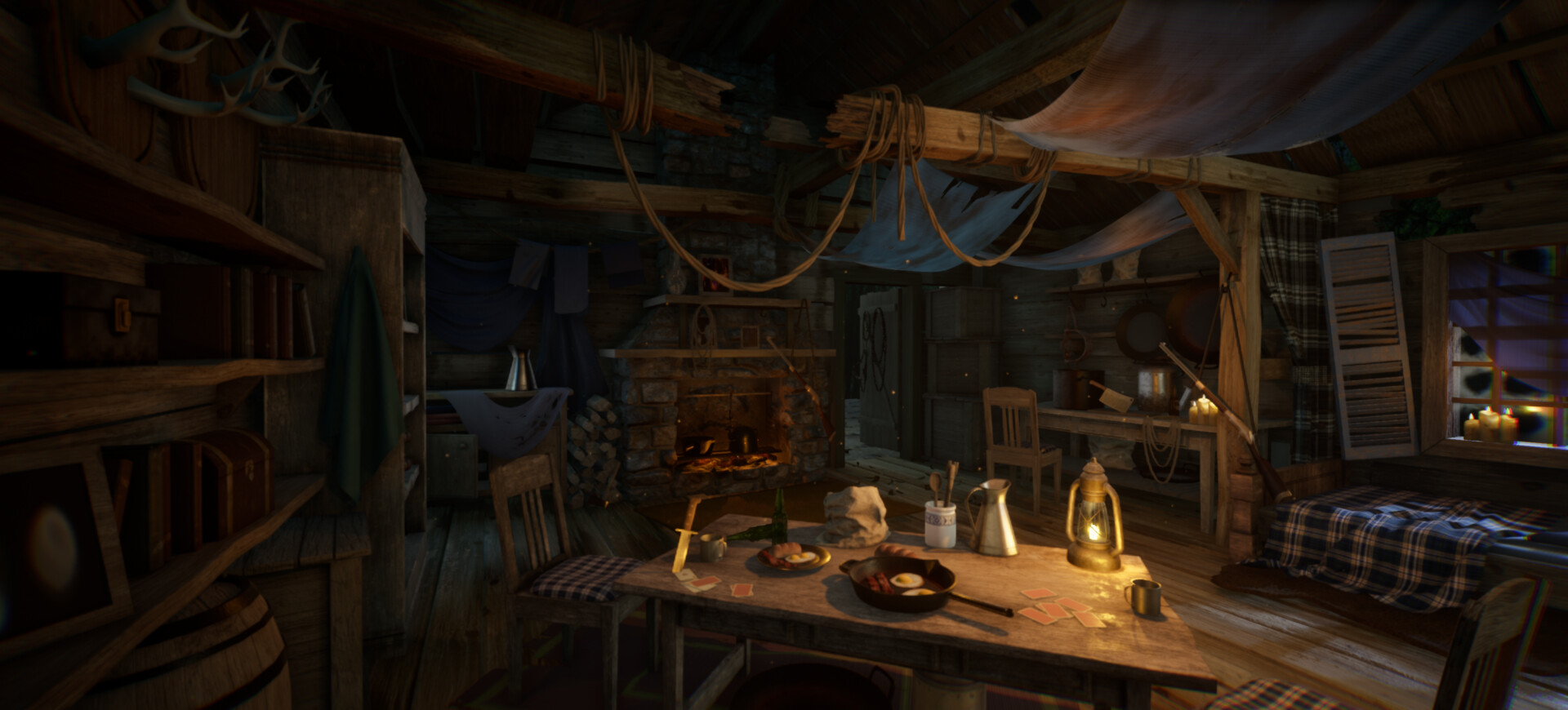 ArtStation - Camp Half-Blood Cabin Scene