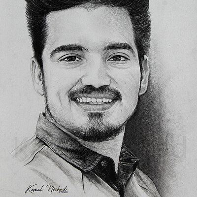 Kamal nishx pencil charcoal sketch a handsome man by artist kamal nishx 91 9501247988 91 9331339336