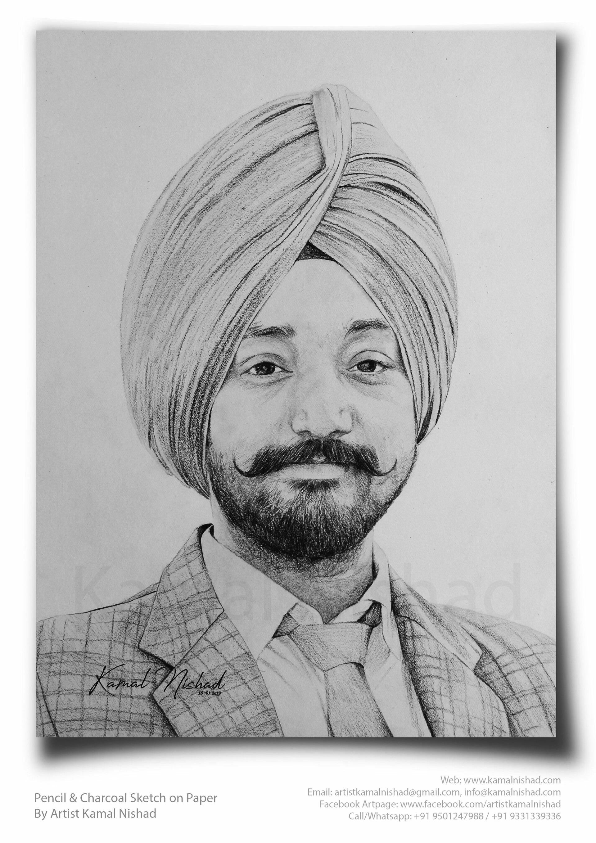 Artstation A Sikh Man Pencil Charcoal Sketch Hand Drawn By