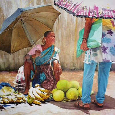 Kamal nishx fruit seller painting by artist kamal nishx