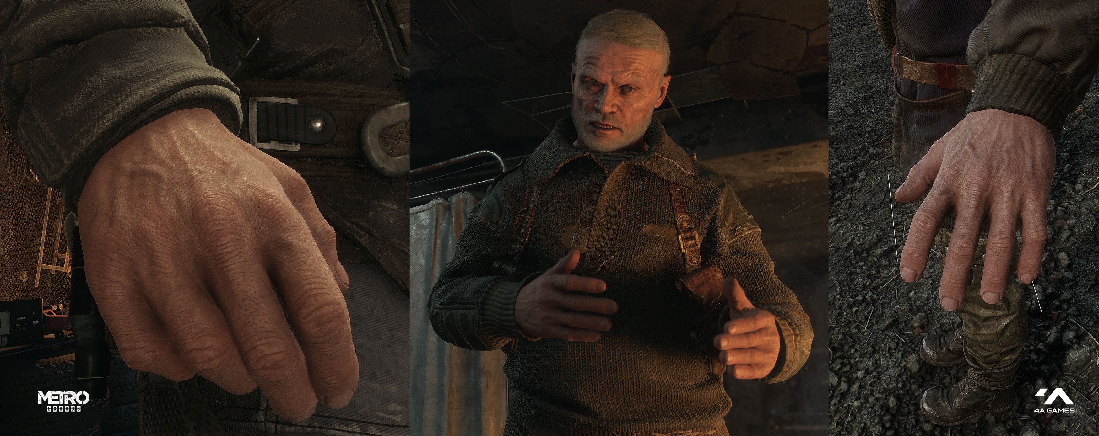 You can see these hands on most male characters in the Metro Exodus game