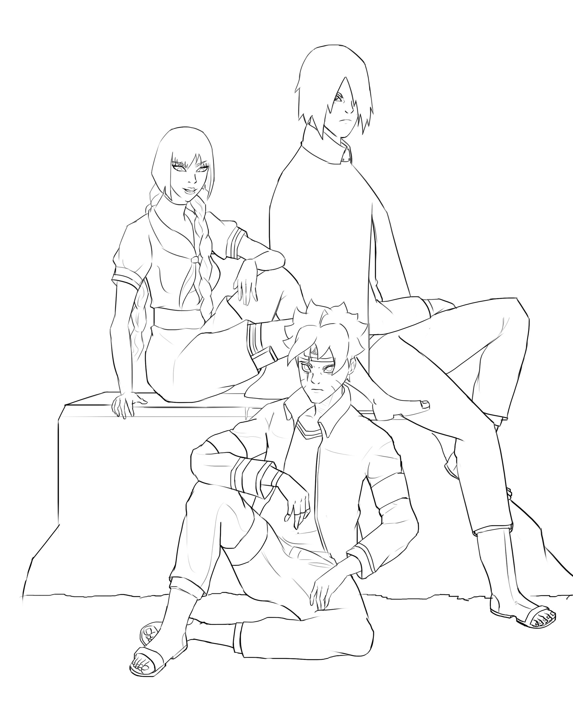 Artstation Boruto X Sasuke X Sumire Line Art Victor Akhaine