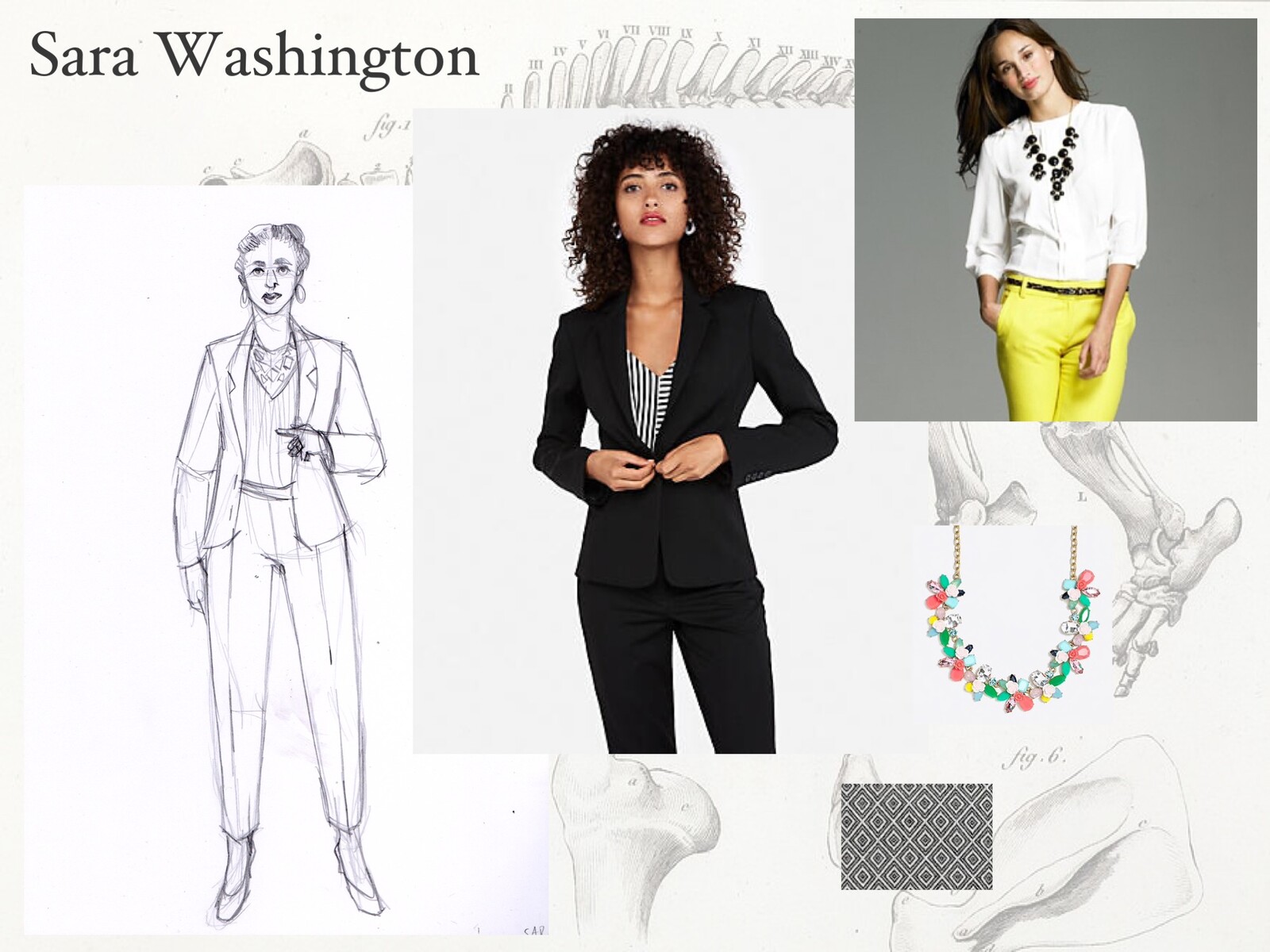 Sara Washington: reference. Images taken from the 2007-2008 J/Crew catalog and other fashions from the time period. She's an academic through and through, and presents sharper and harder than she actually is.