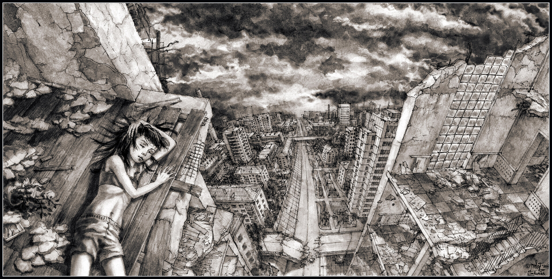 Девушки разрушают город. Зарисовки разрушенного города. Разрушенный город черно белый. Разрушенный город иллюстрация.