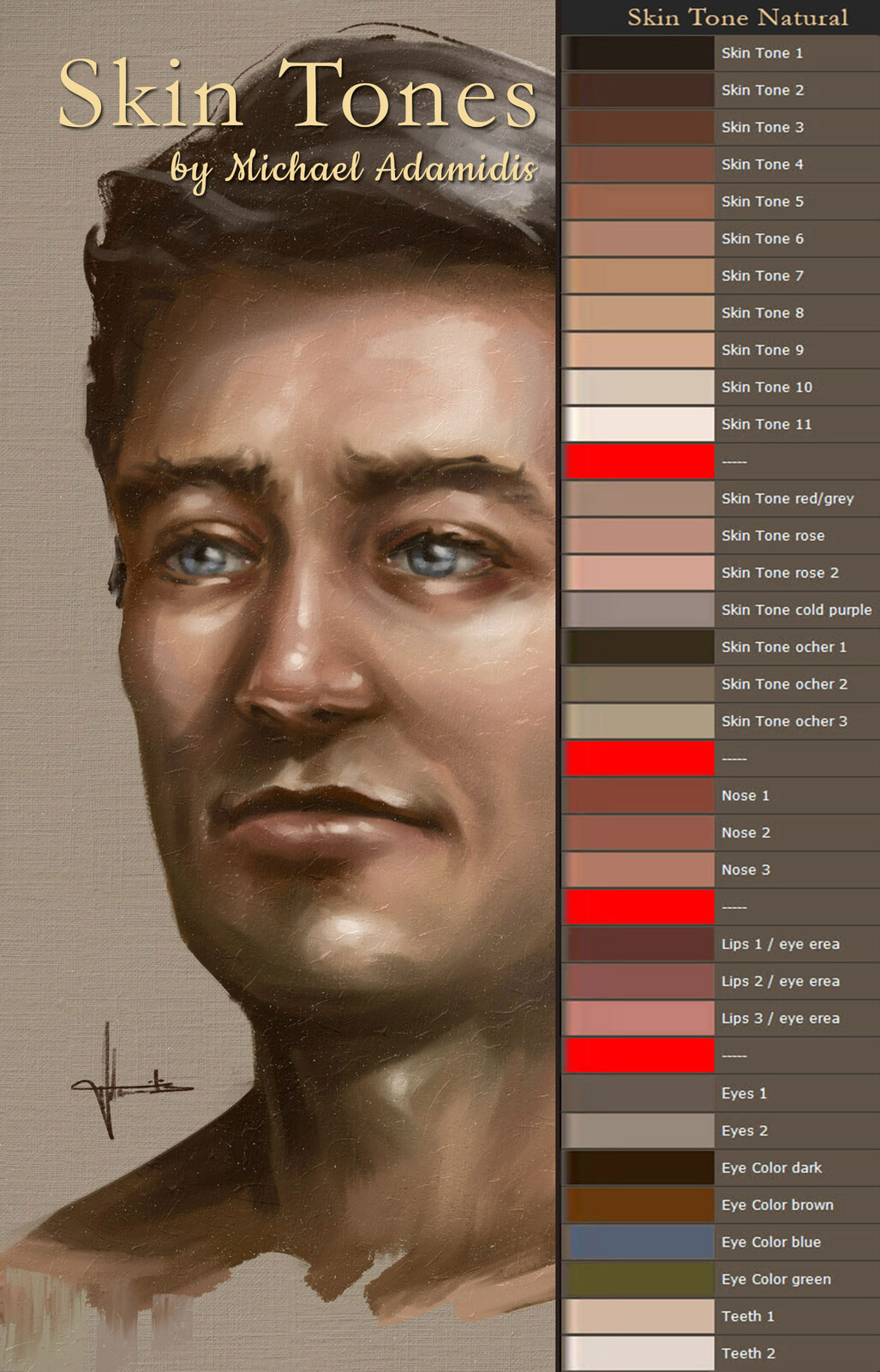 A complete Skin Tone Color Palette as a gift for my Artstation followers