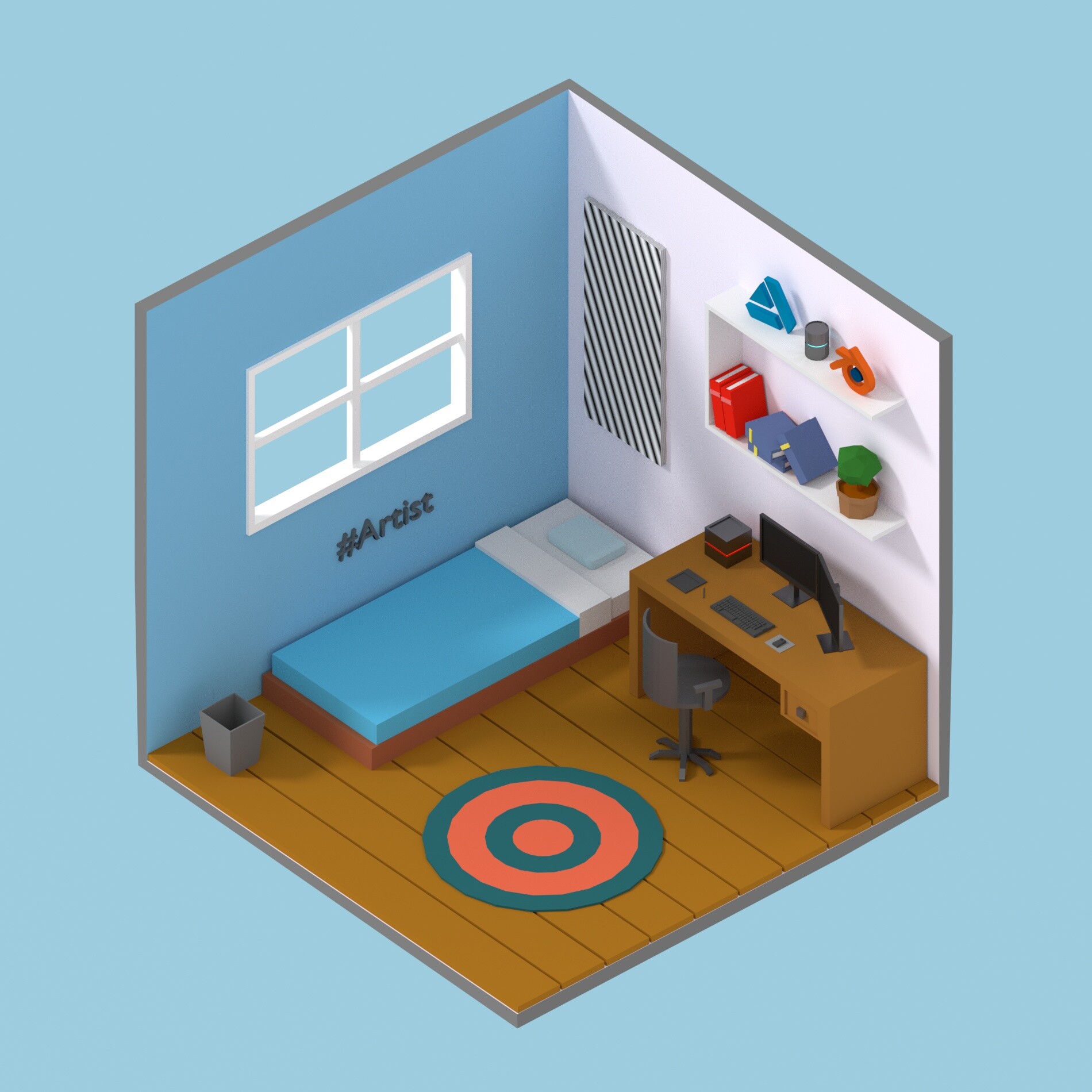 ArtStation - low poly room