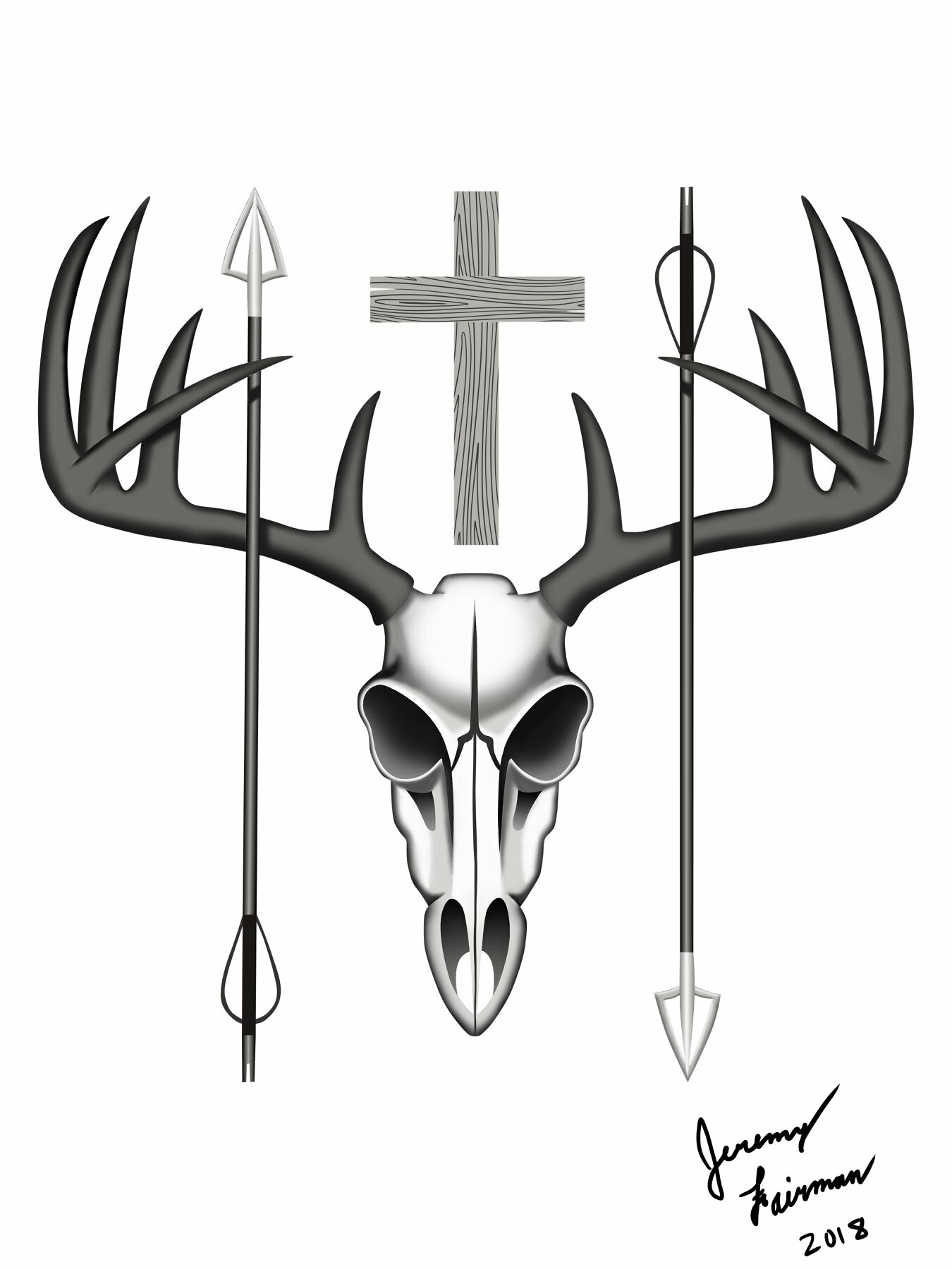 Jeremy Fairman Deer Skull Tattoo Design 18