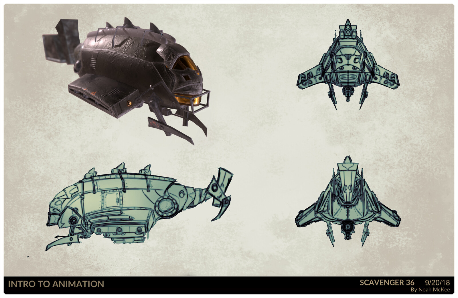 Scavenger 36 Breakdown and Orthograpic with 3D Model.