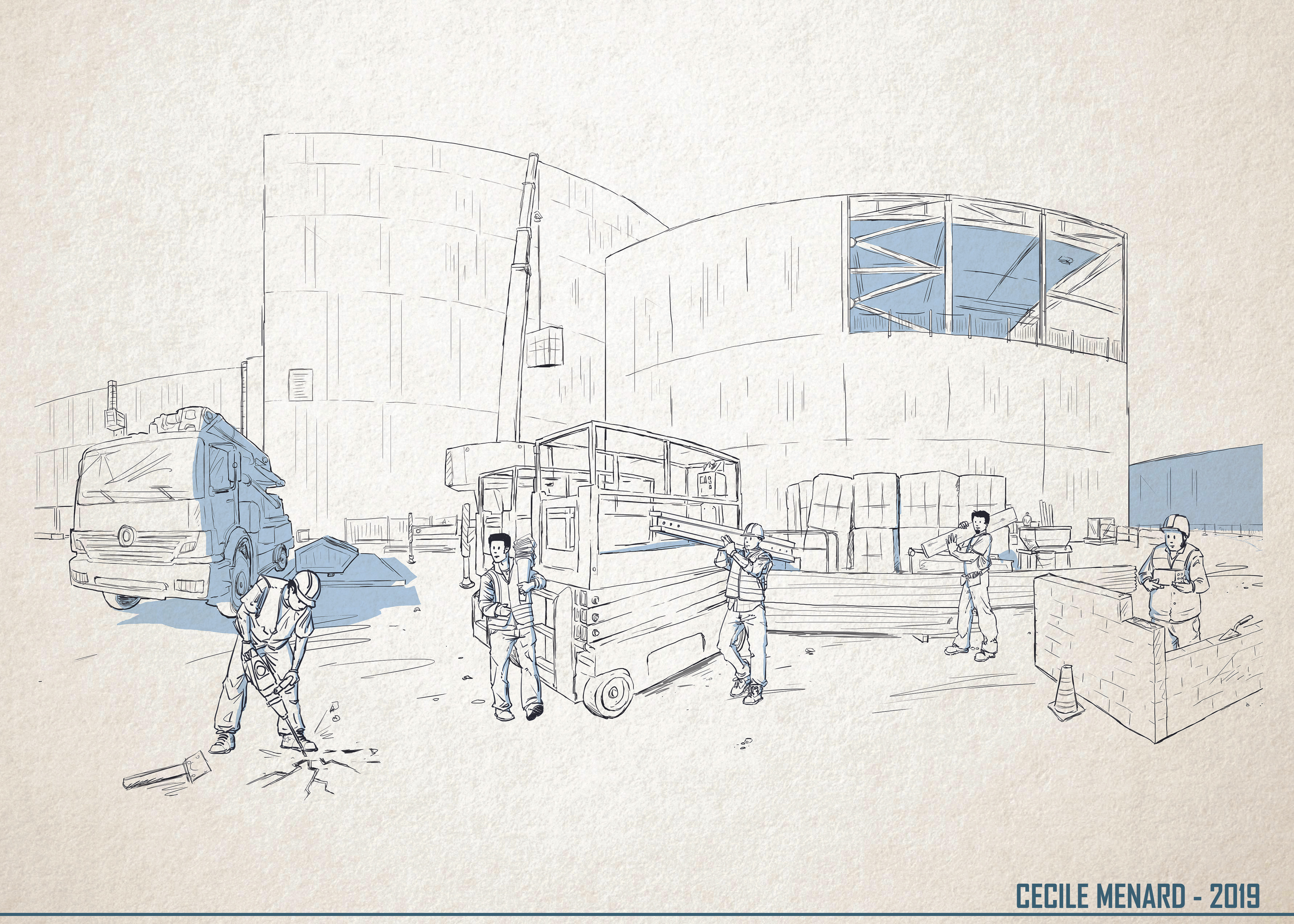 4-handed sketch : Environment done by Thomas Salomon. 