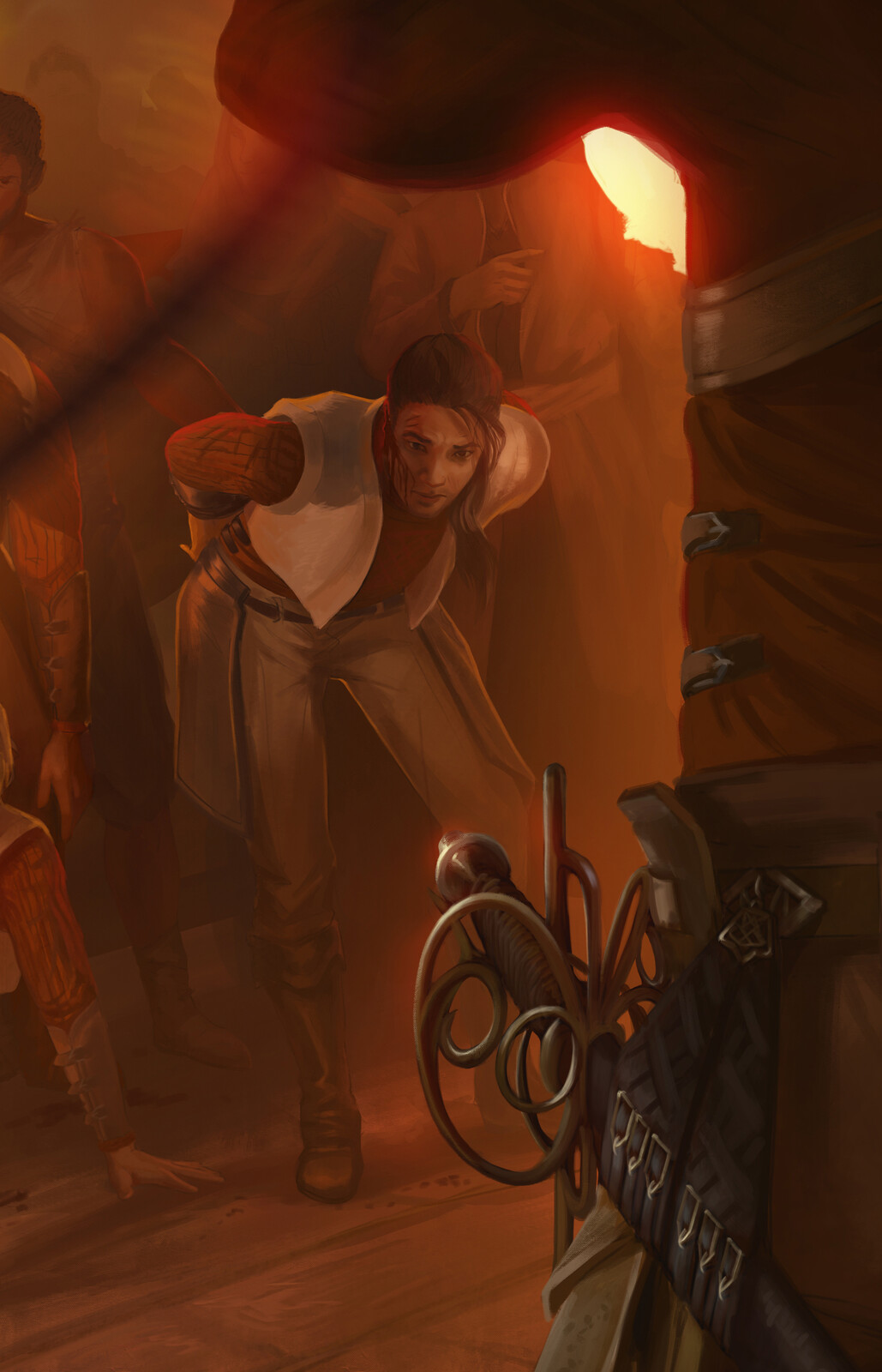 Full 100% resolution. I work in big files (10.000 pixels wide) Then make it smaller for upload. This makes everything sharper looking then I initially paint it. 