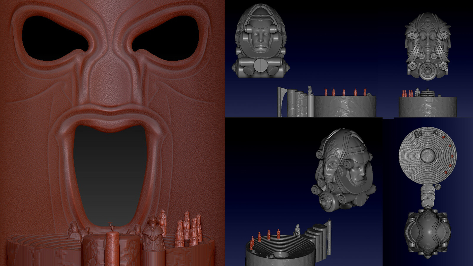 Blockout of the temple interior created in ZBrush.