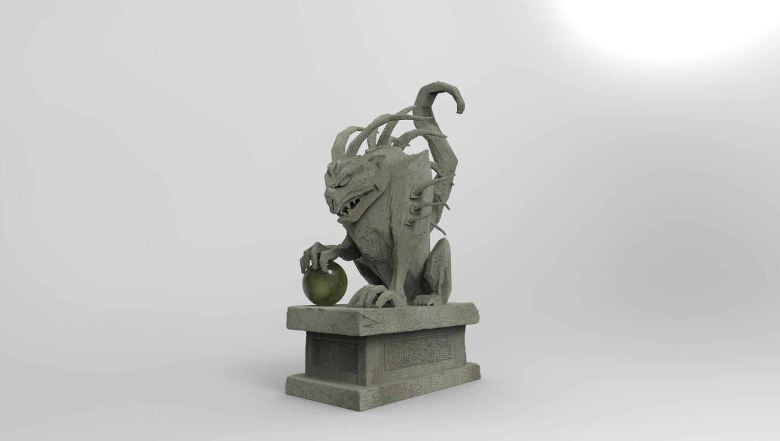 Environment piece - Foo Dog style B.  Rendered in Keyshot.   ZBrush sculpt, Topogun retopo and Maya UV layout.