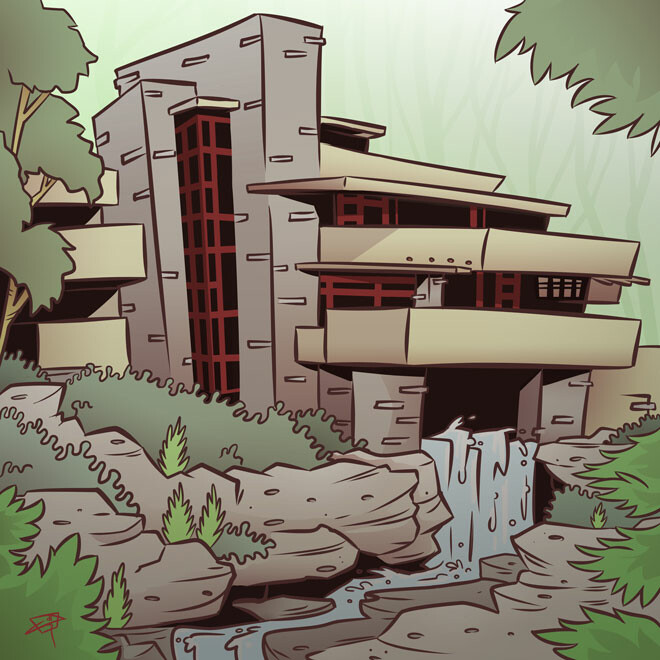 Falling Water Illustration
