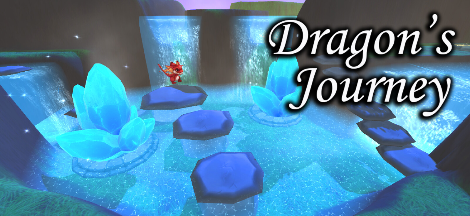 Dragon’s Journey is a 3D platforming exploration game where the player is Ruby, a little red dragon who is teleporting around the magical land in order to gather all the brightly colored gems scattered around the world.