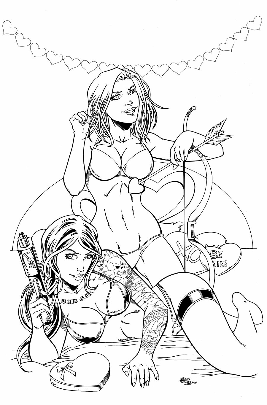 Notti and Nyce 2019 Valentine's Day special pinup. 

Pencils and inks by Sean Forney. 