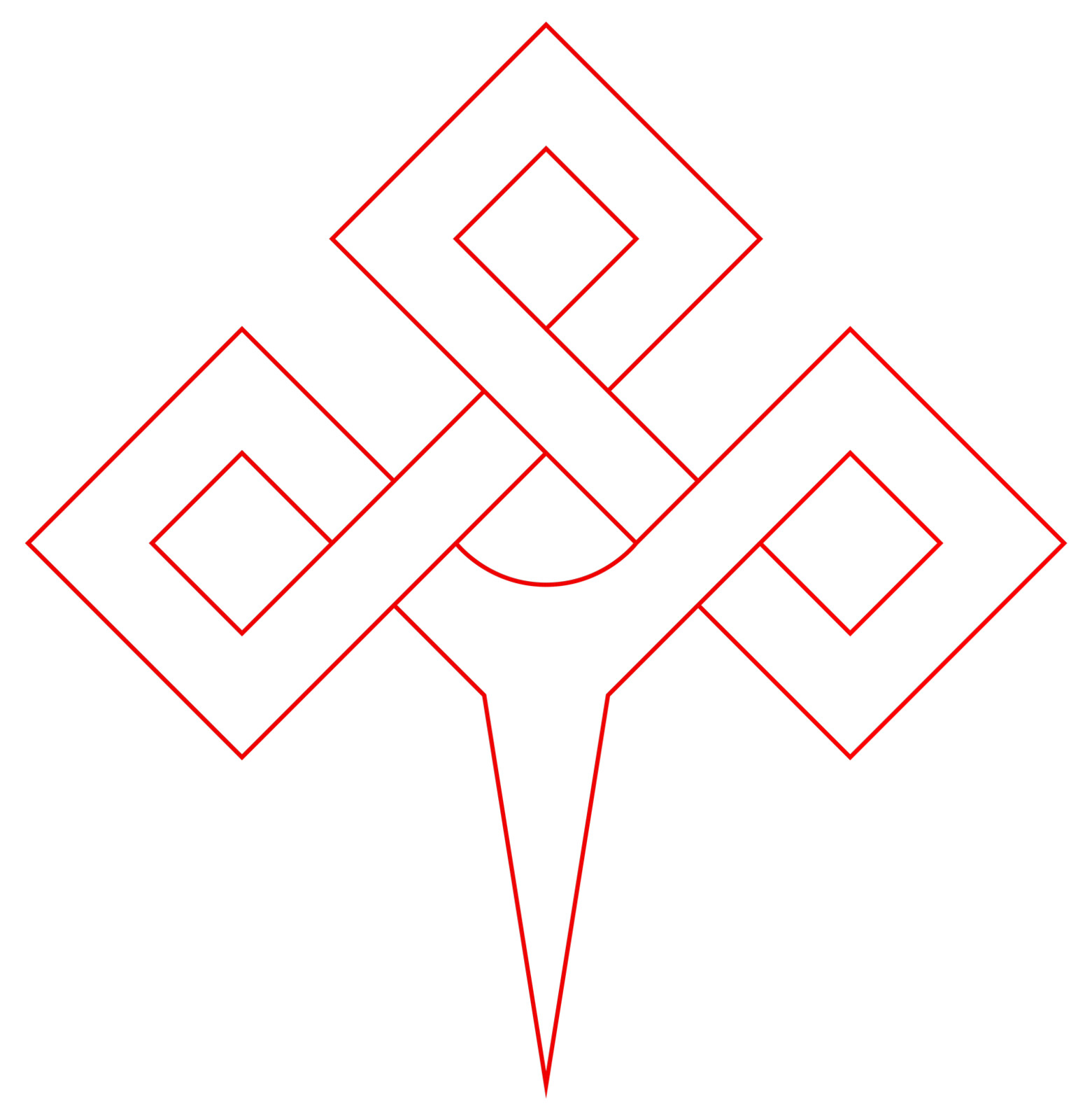 I thought it good to create a visual of the Creator God's triune nature intertwined with the prolific cross.
It's the abstract vision of One God, yet three persons - the 3 diamonds representing God the Father, God the Son and God the Holy Spirit. 
