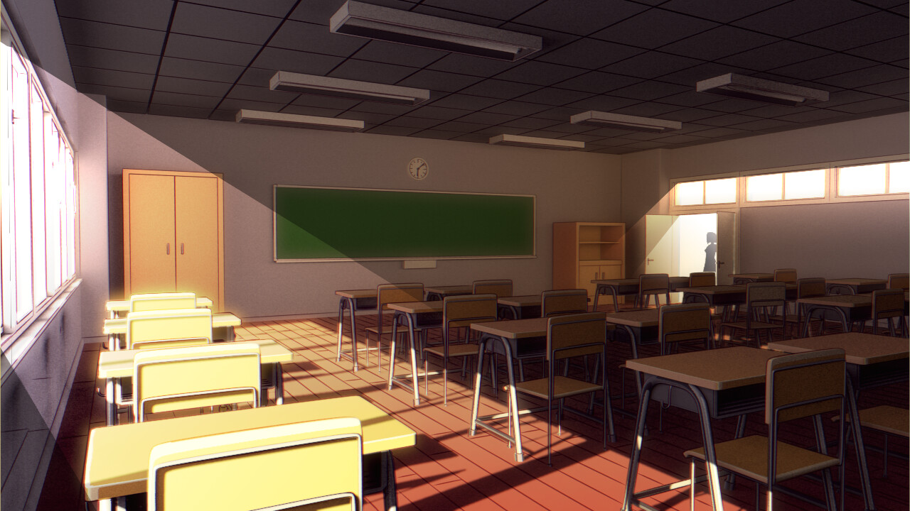 Artstation Visual Novel Classroom Background Maxim Agafonov