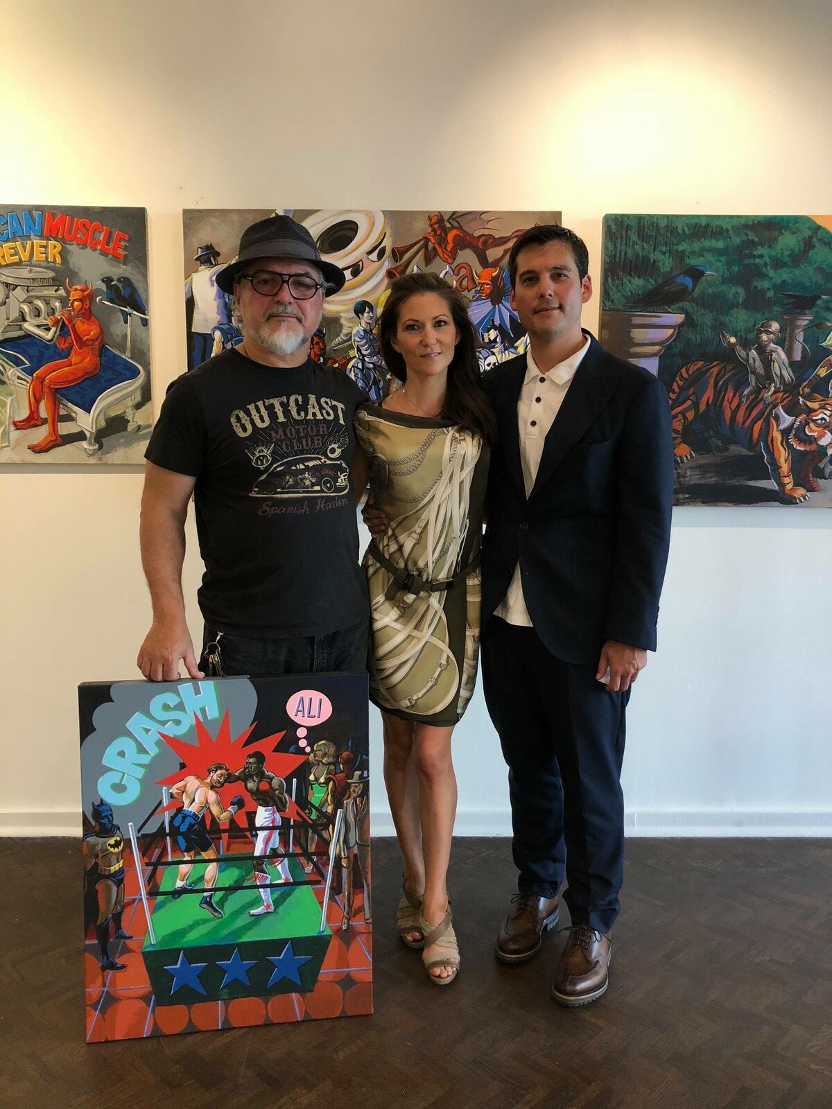 Rachel and Edward McQuillan, proud owners of a new  painting. Art exhibition at the Genua gallery  at Designers Walk, Toronto. 