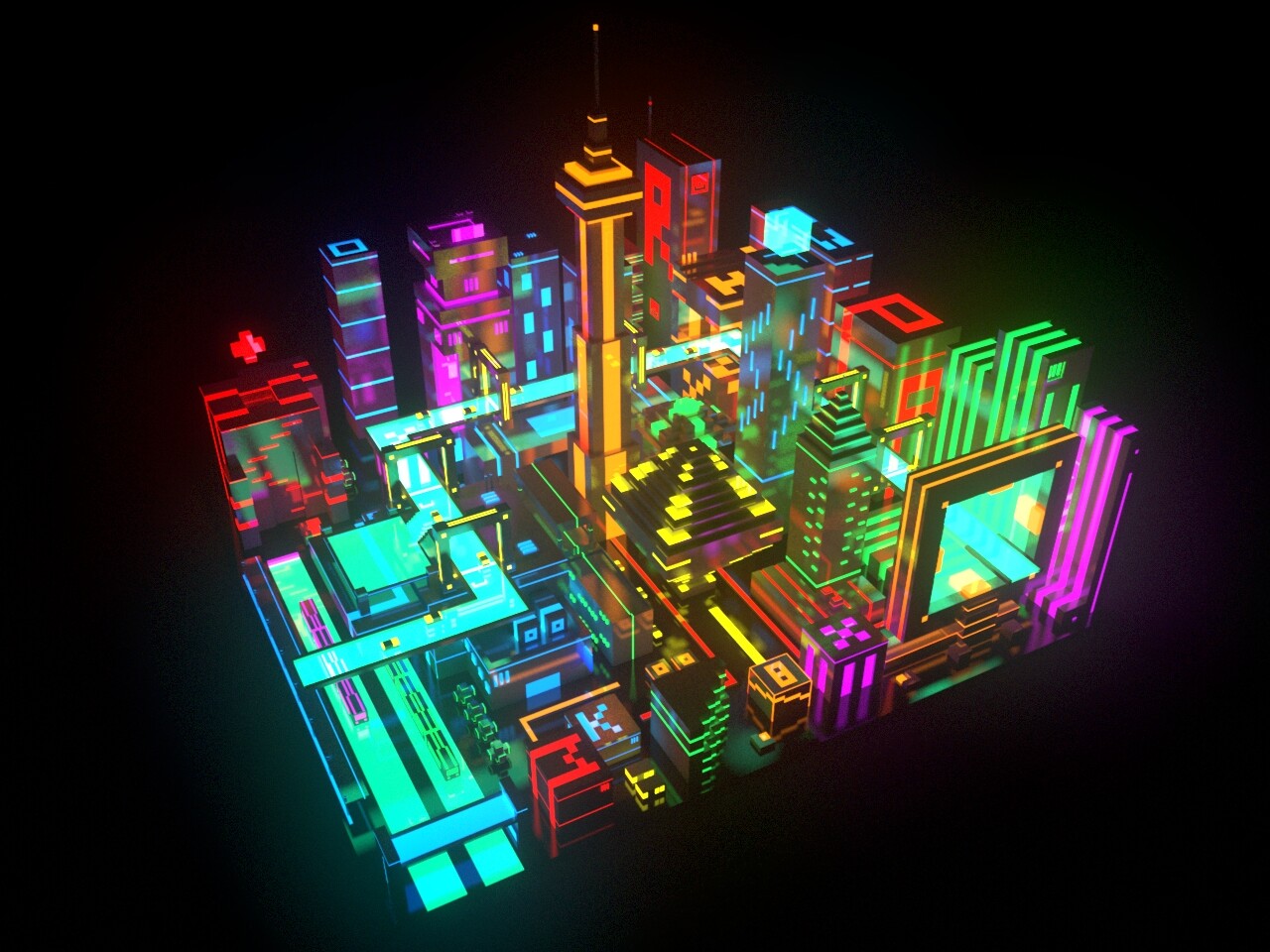 Low poly cyberpunk city фото 17