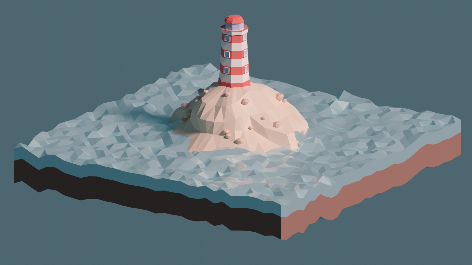 ArtStation - low poly island with a lighthouse