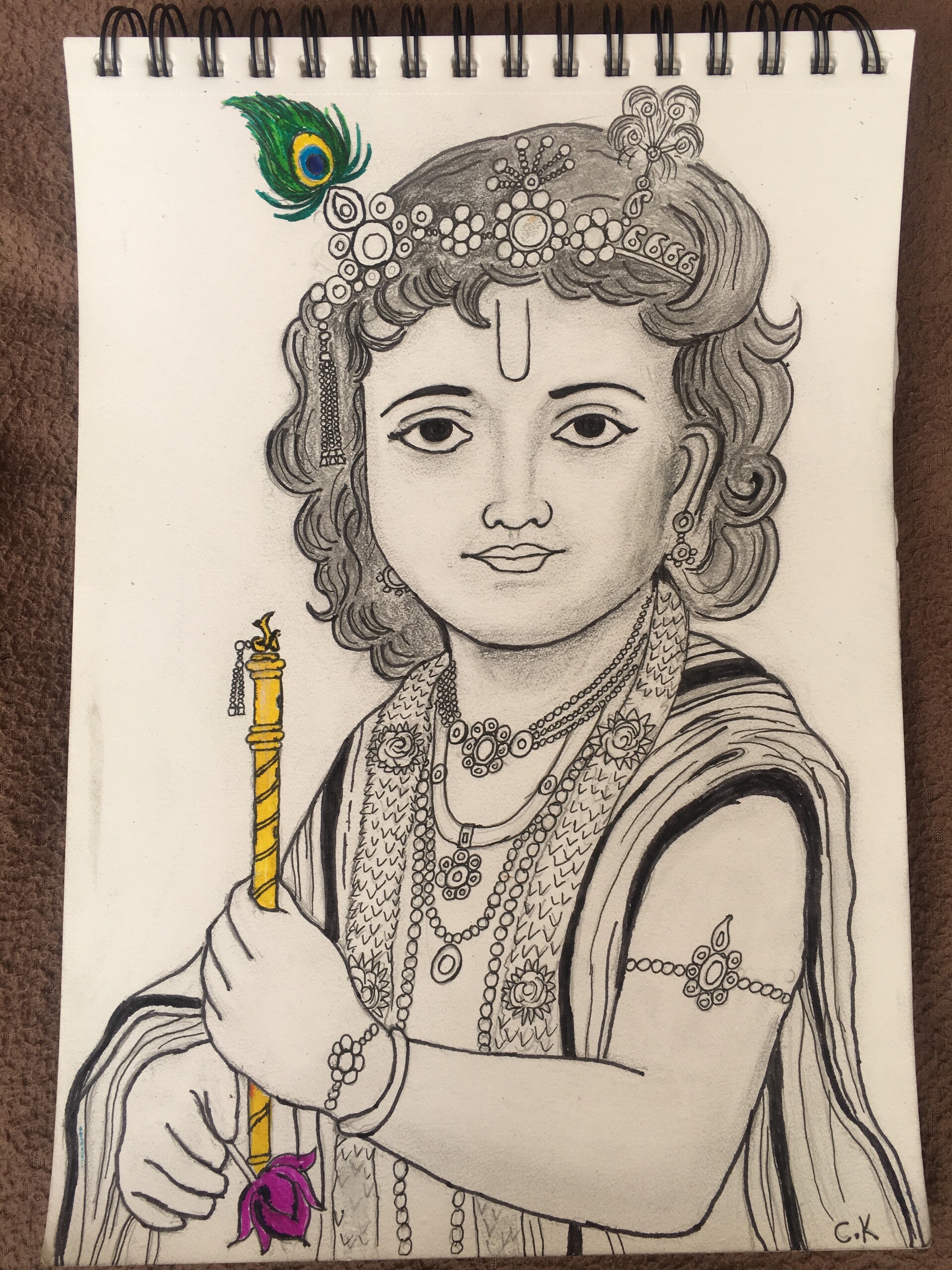 Happy janmashtami greetings with lord krishna sketch card design 27001429  Vector Art at Vecteezy