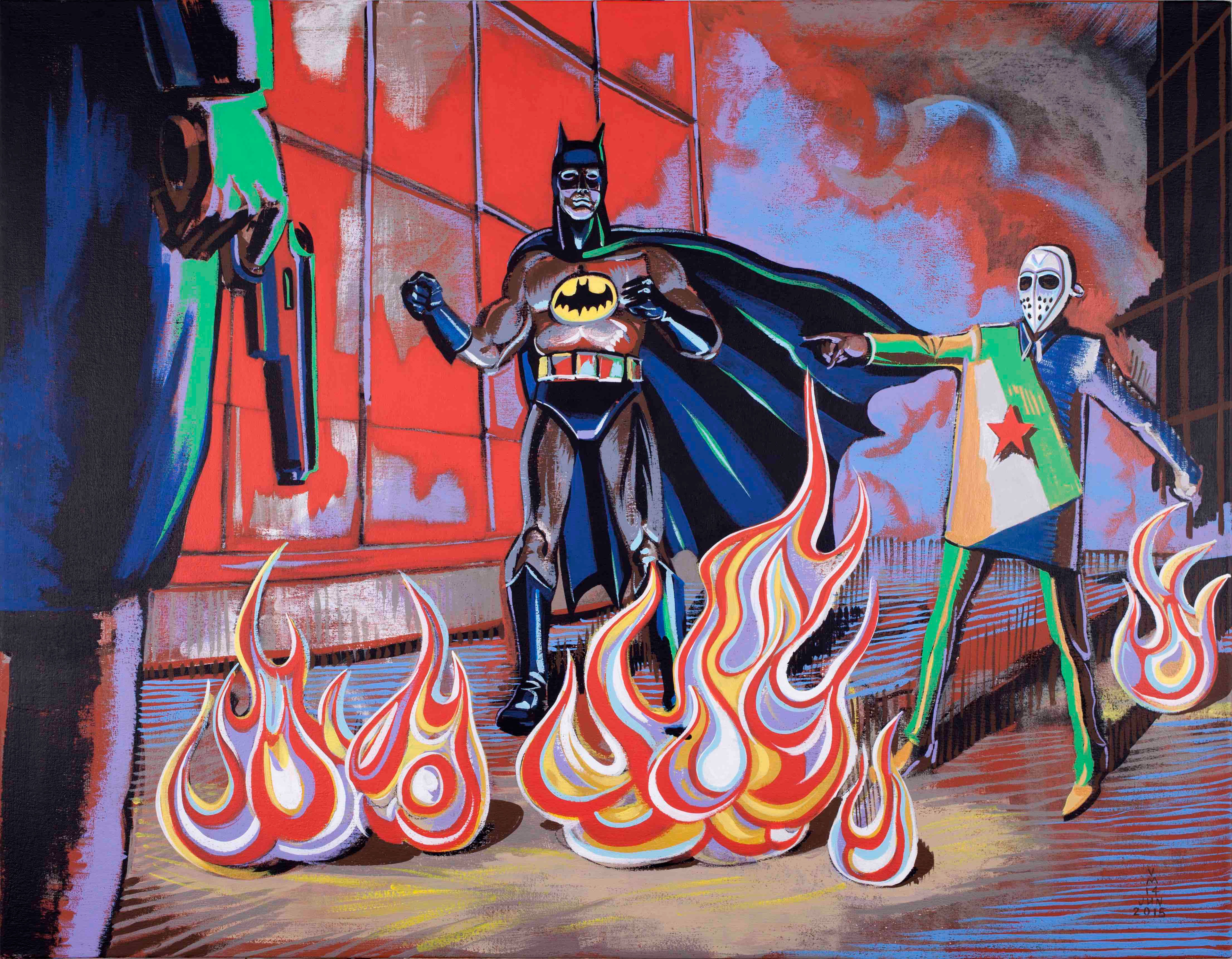 CALL BATMAN 34x44 inches acrylic on canvas. Created 2015