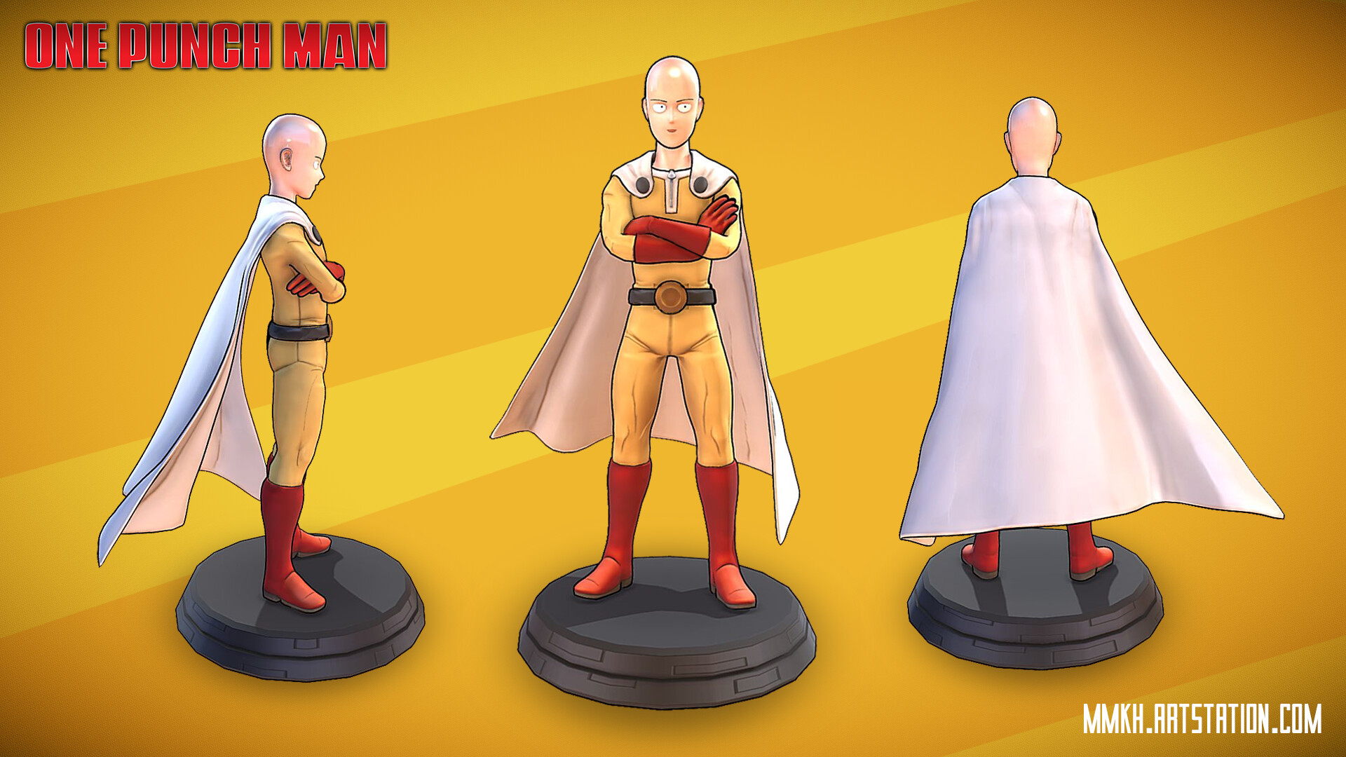 Artstation One Punch Man Saitama 3d Character Model