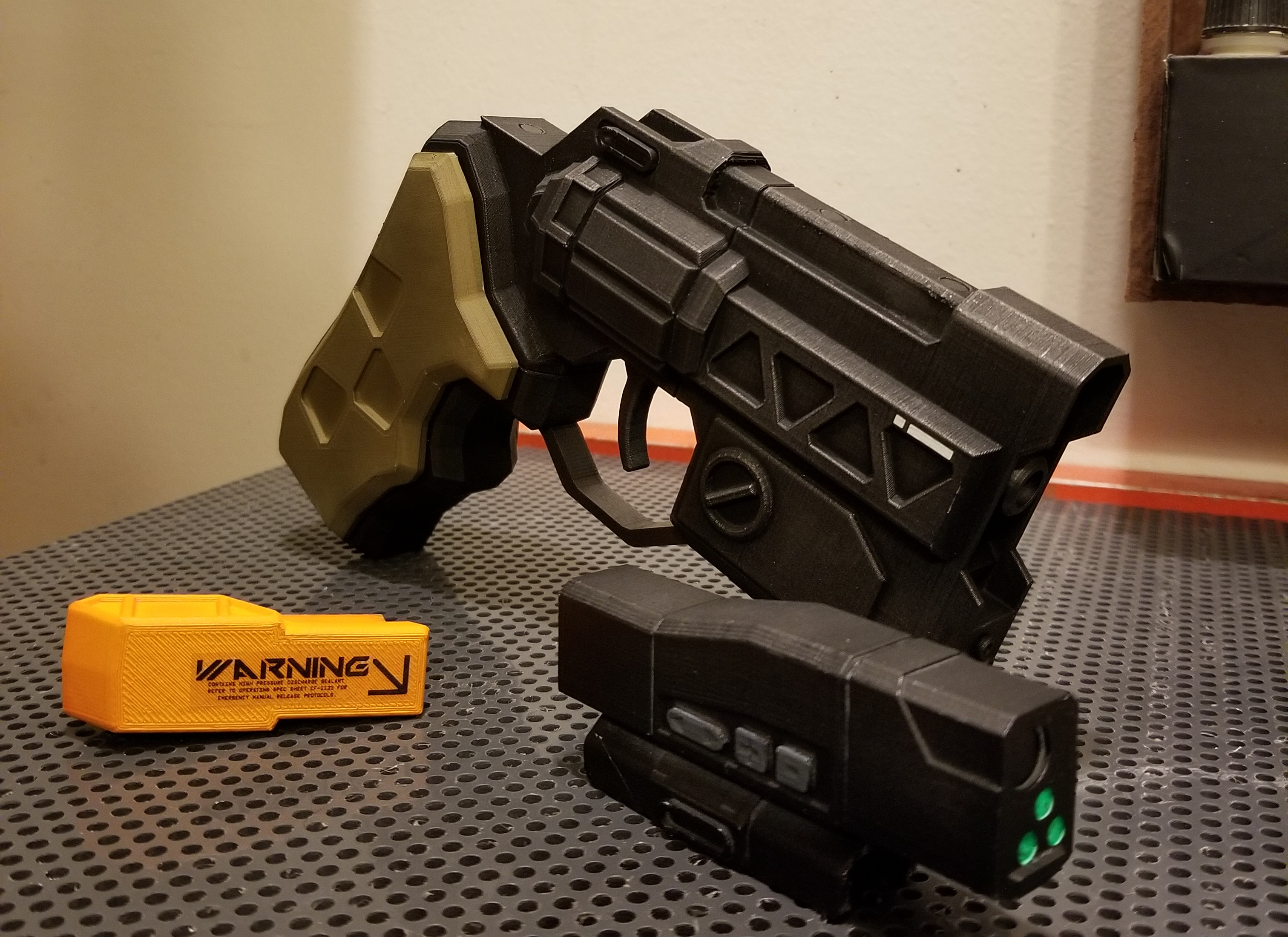 3D Printed. Rail pistol with attached bullet encoder. Original design