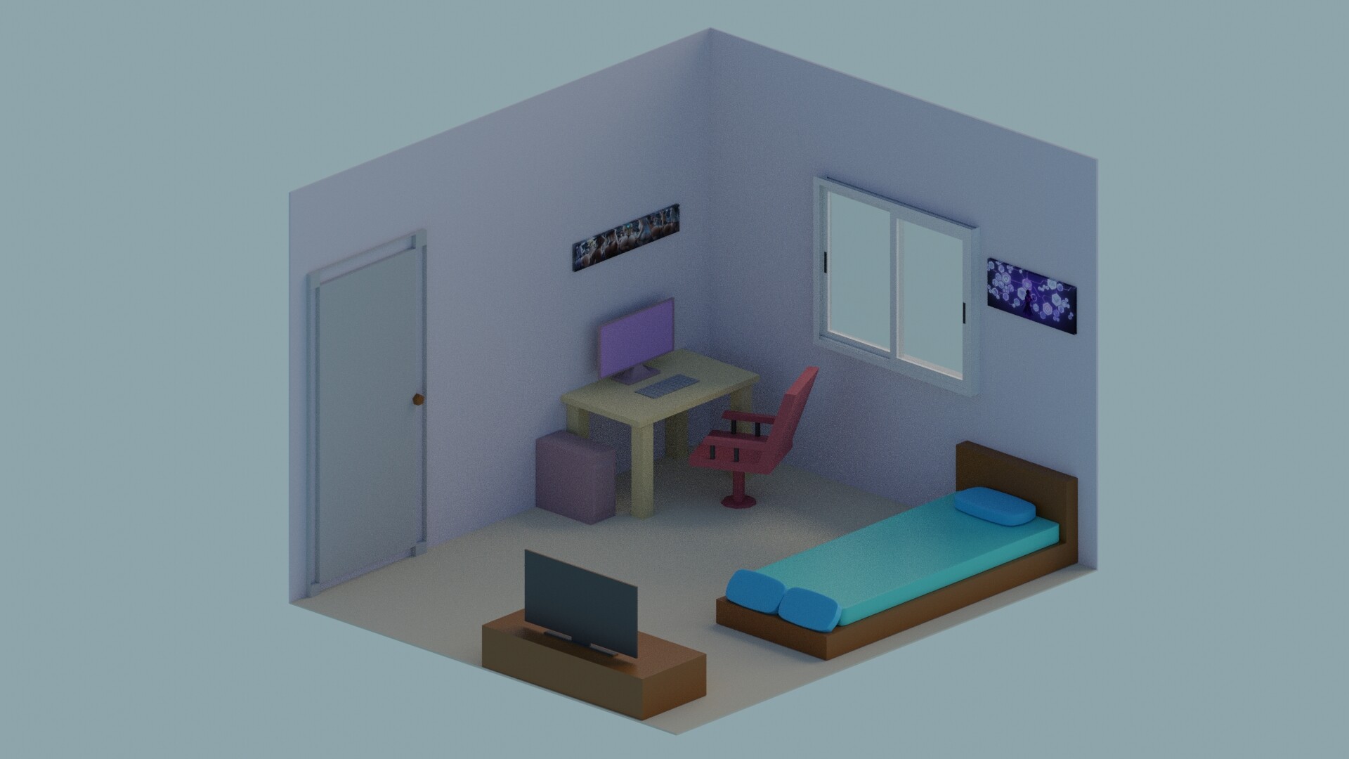 ArtStation - Low Poly Bed Room