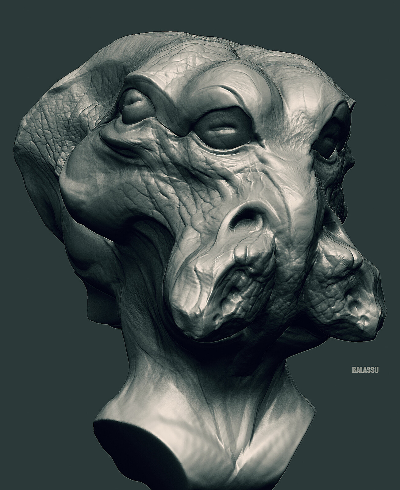 Alien Bust 3D Concept Sketches