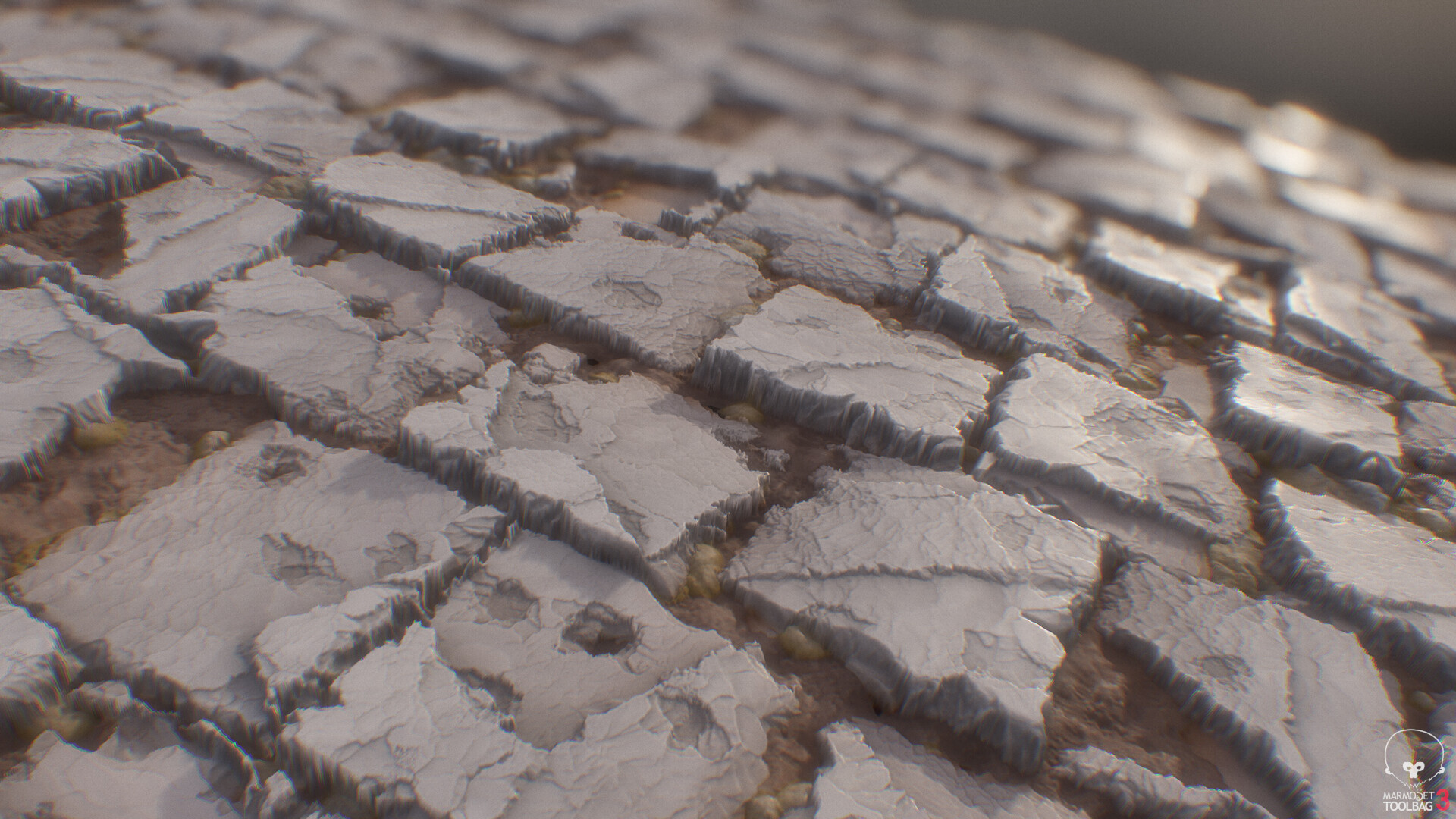 muddy snowy broken stone tiles