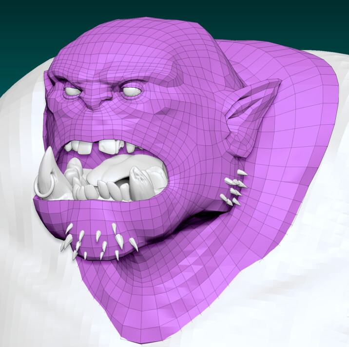 Head topology was done by hand in Topogun.  The body was done with ZMesher because of the tight deadline.
