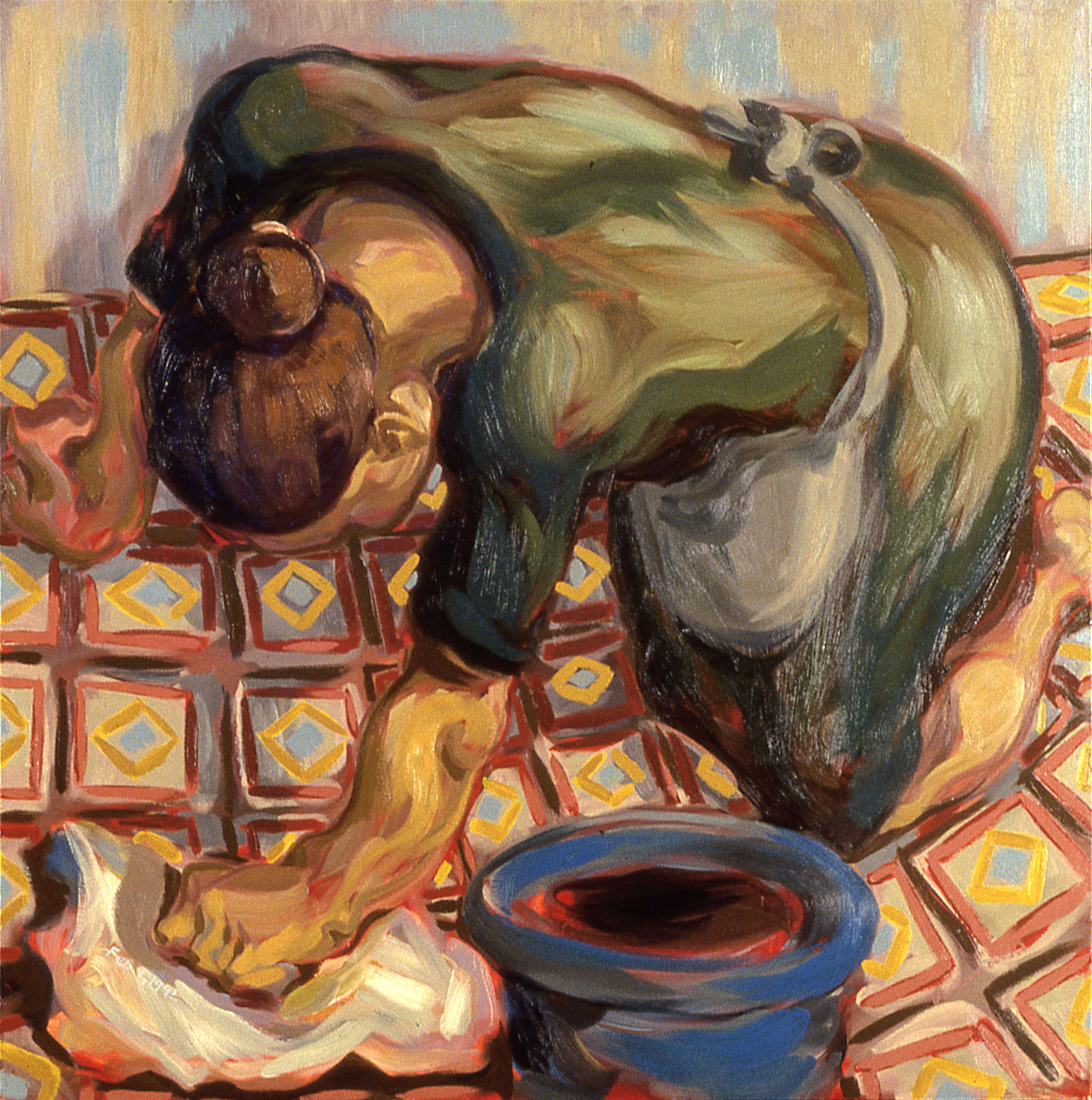WORK IS THE CONDITION FOR EQUALITY #2, painted by Vince Mancuso in 1991, oil on canvas 4x5 feet