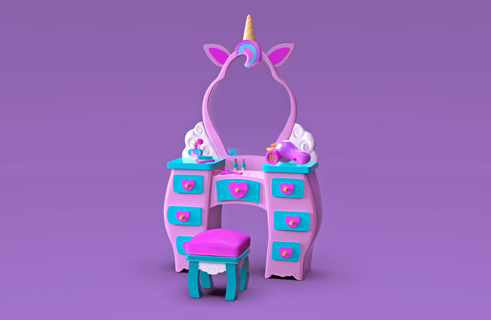 unicorn vanity table and stool